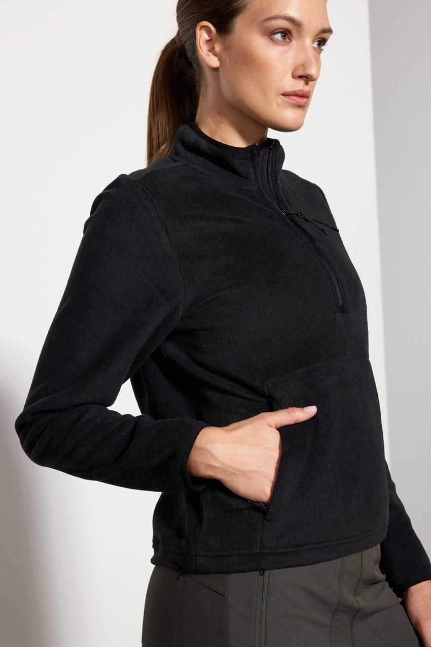 Mission Half-Zip with Secured Kanga Pocket - Black