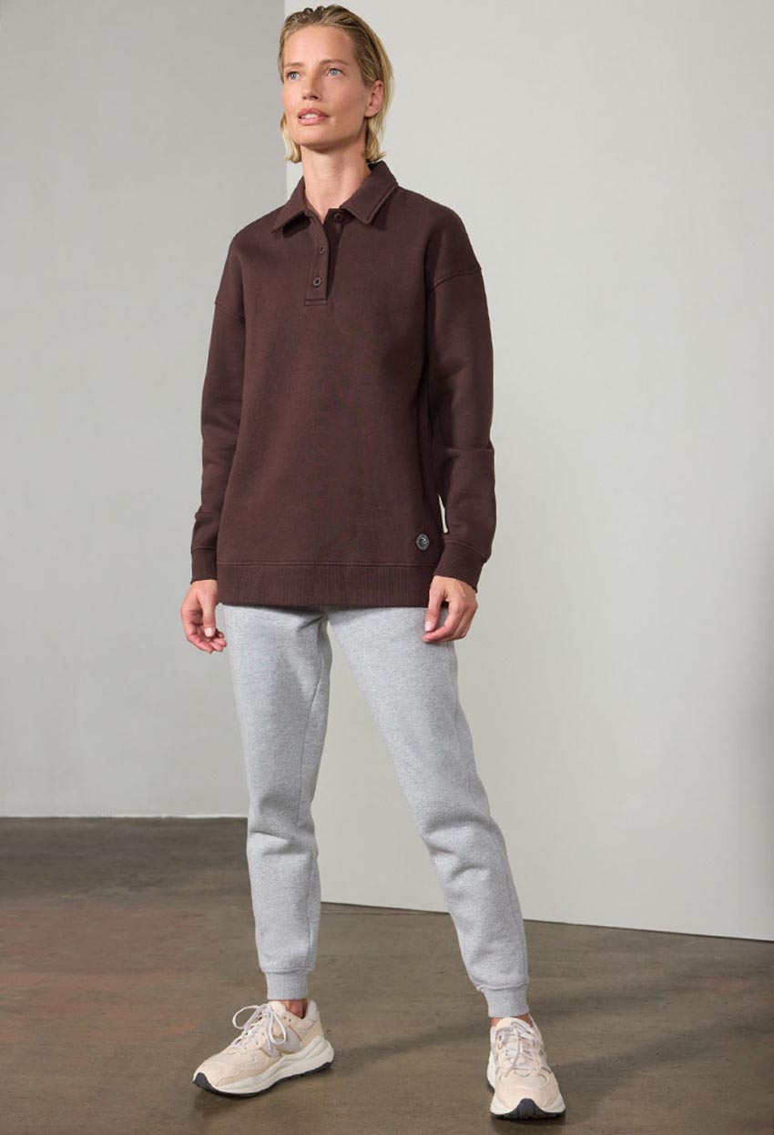 The Comfort Women’s Long Sleeve Polo Sweatshirt