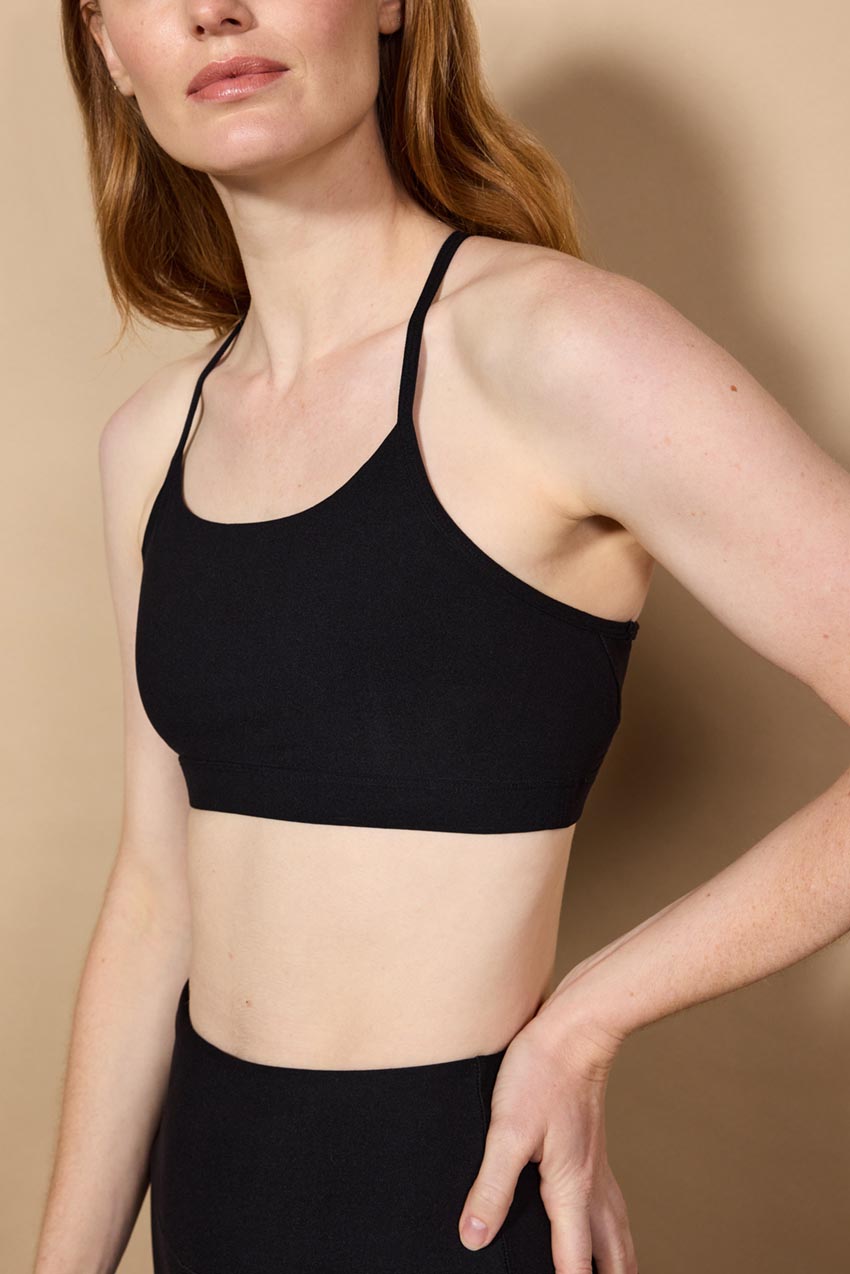 Explore Recycled Polyester Multi-Strap Light Support Sports Bra Peached