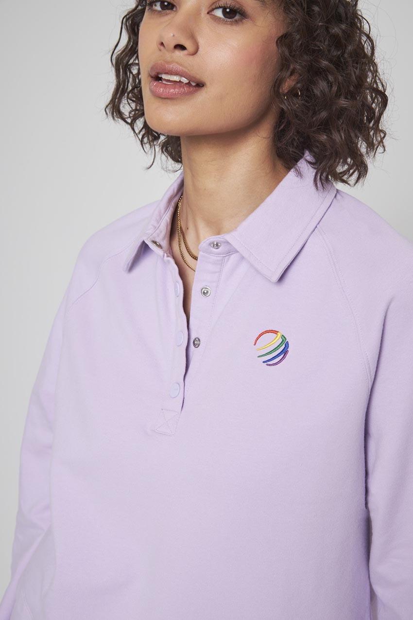 Unwind Polo Front Snap Long Sleeve Polo