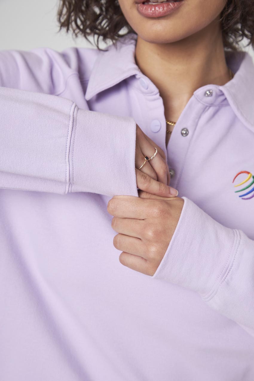 Unwind Polo Front Snap Long Sleeve Polo
