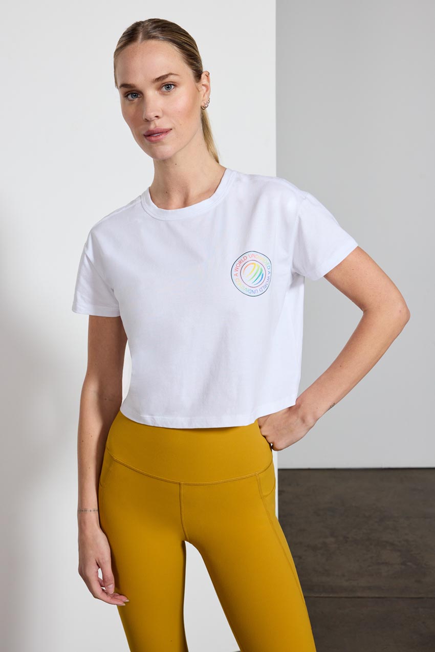 Calm Cropped Cut-Out Short Sleeve T-Shirt