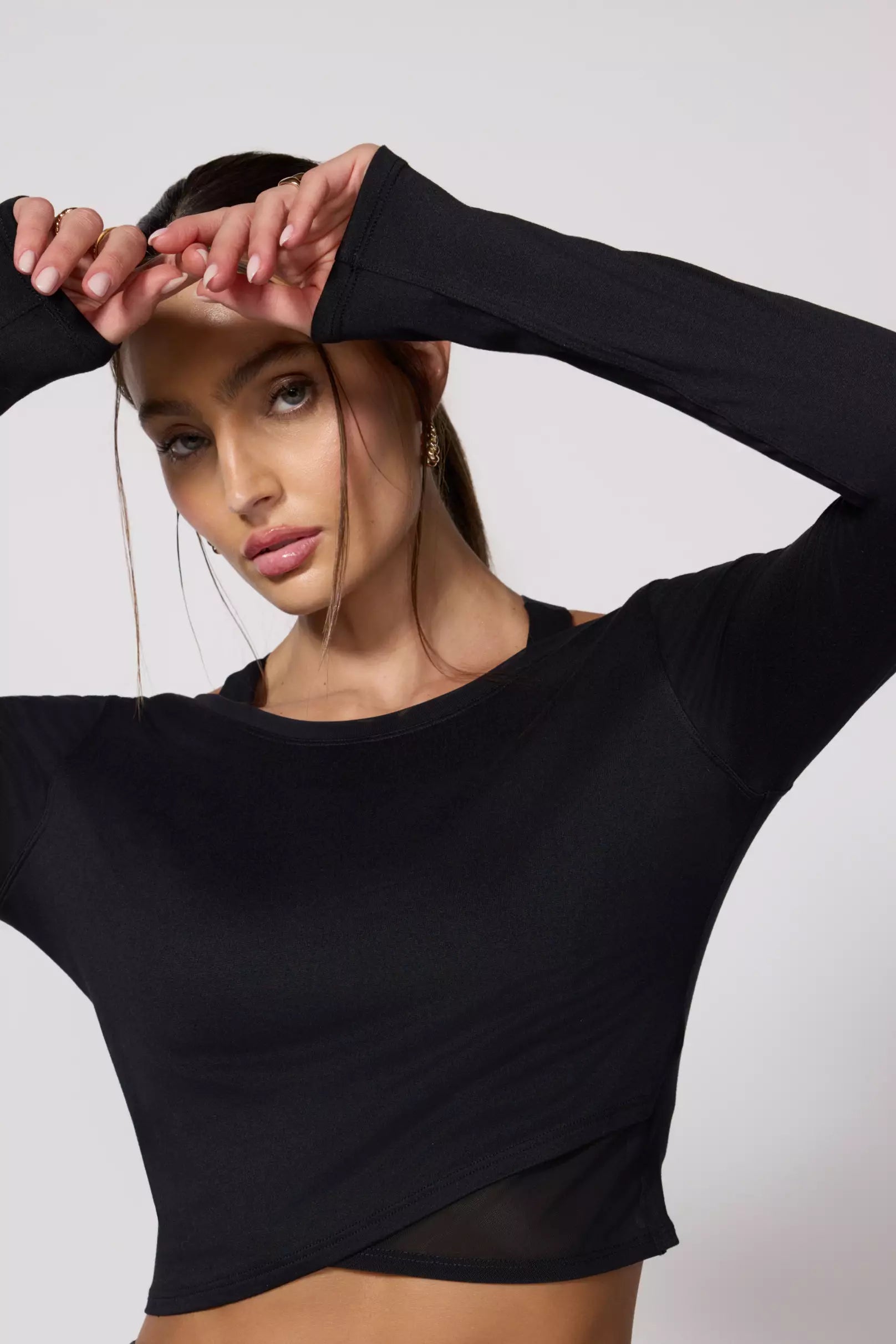 Pace Wrap Long Sleeve T-Shirt with Mesh