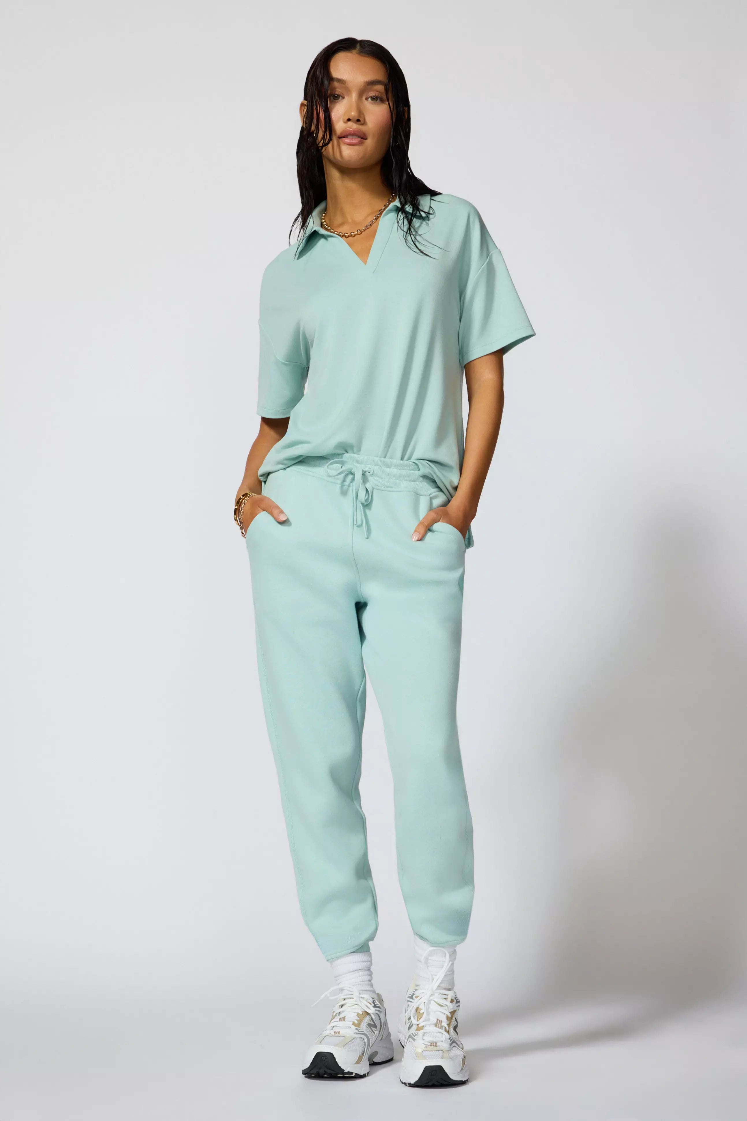 Modal Fleece Relaxed Polo - Blue Haze