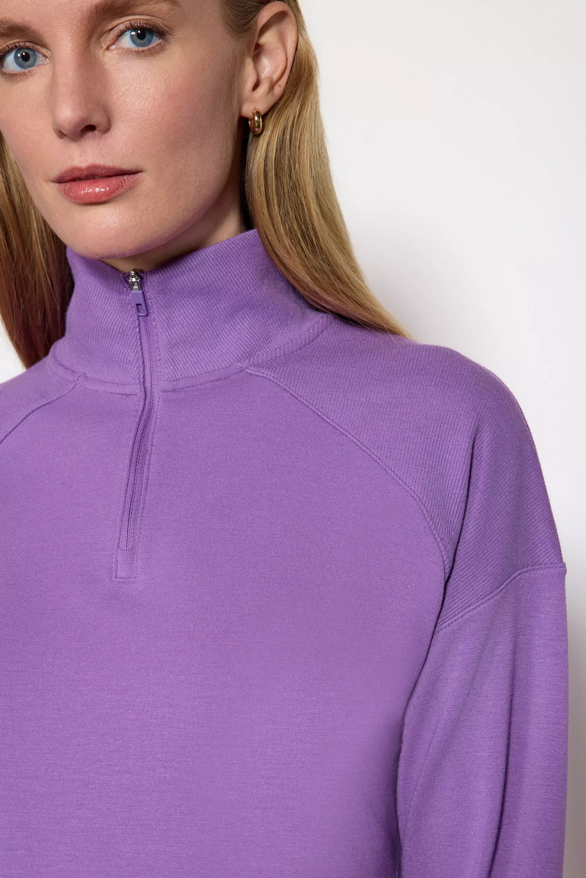 Serene Relaxed 1/4" Zip Long Sleeve Pullover Top