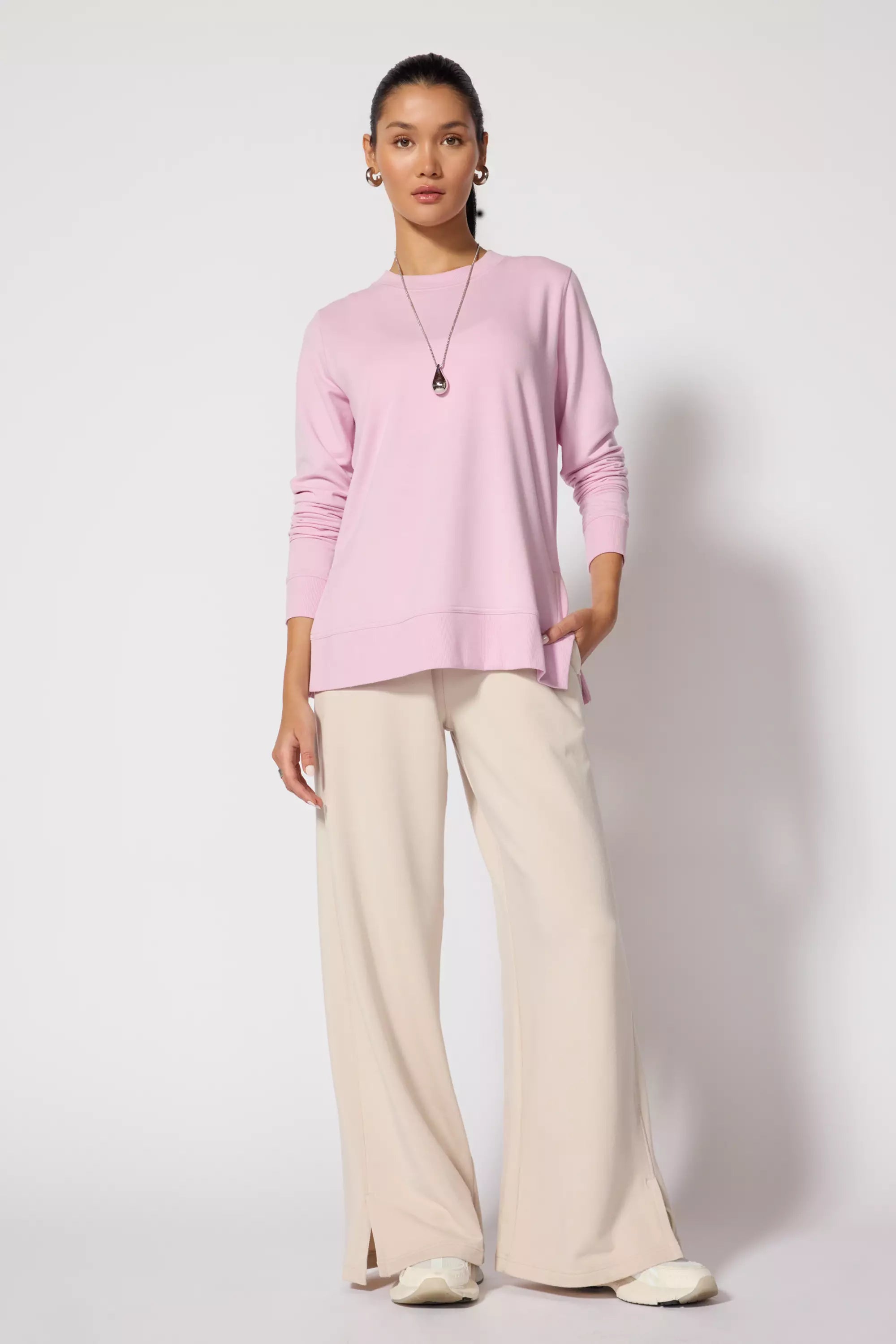Modal Fleece Relaxed Pullover - Fragrant Lilac