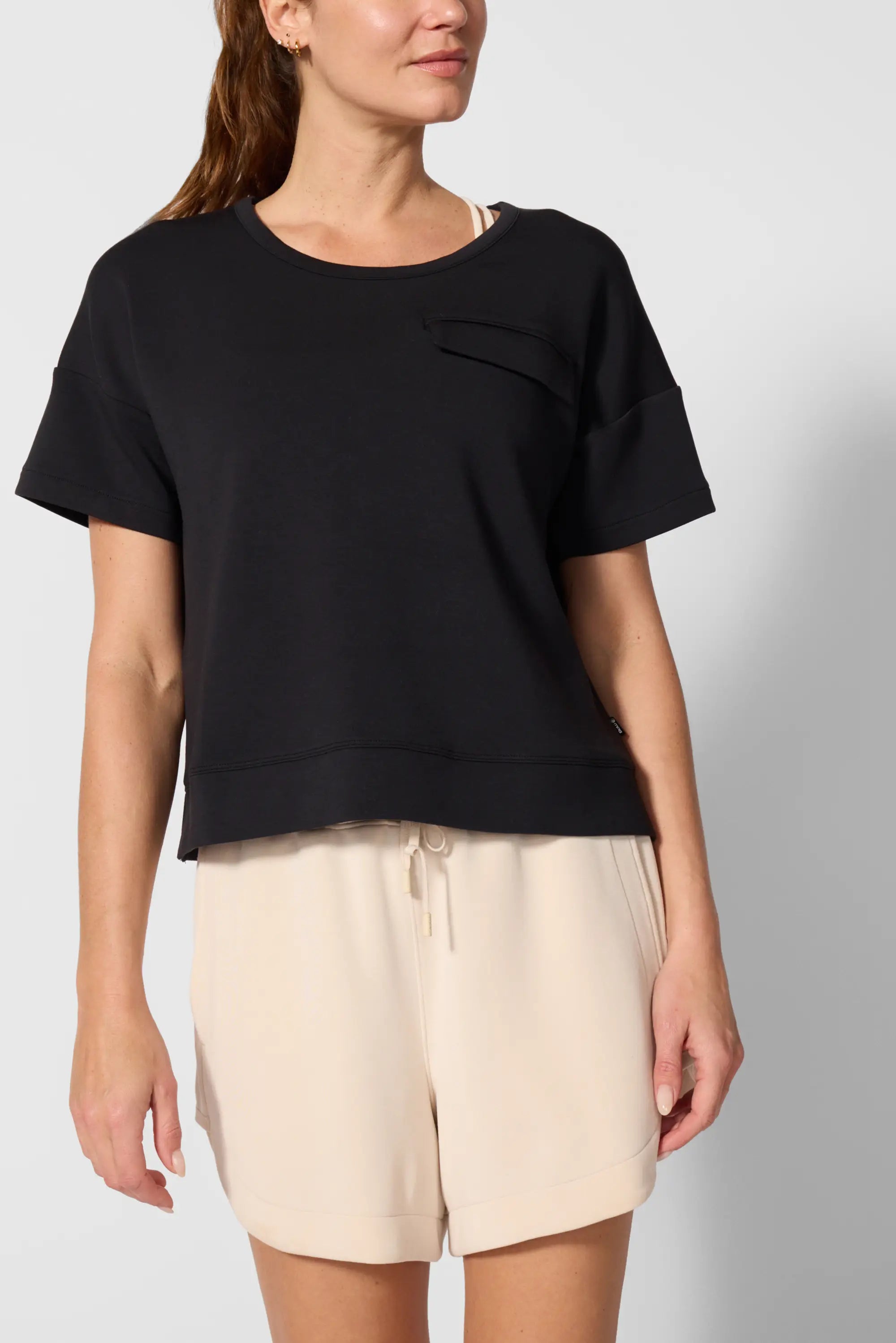 Dreamweave Dropped Shoulder Top - Black
