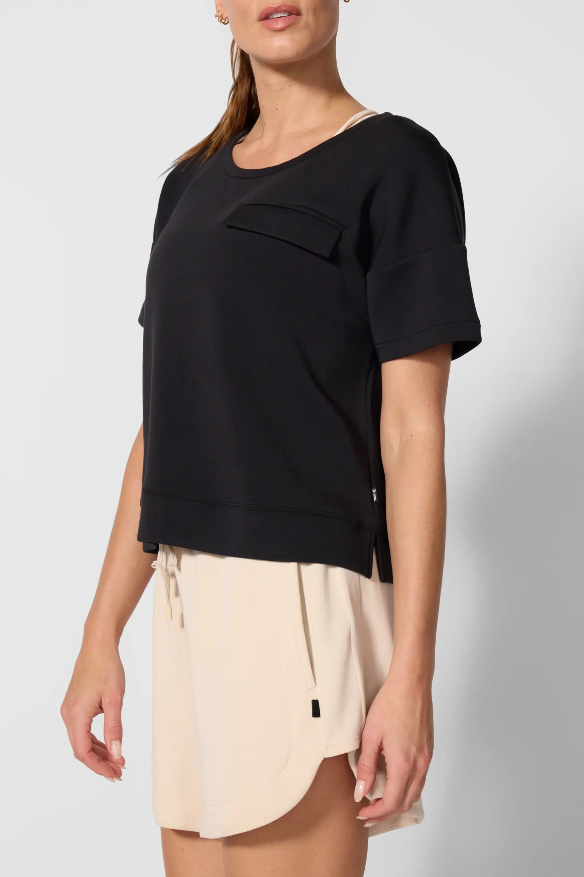 Dreamweave Dropped Shoulder Top - Black