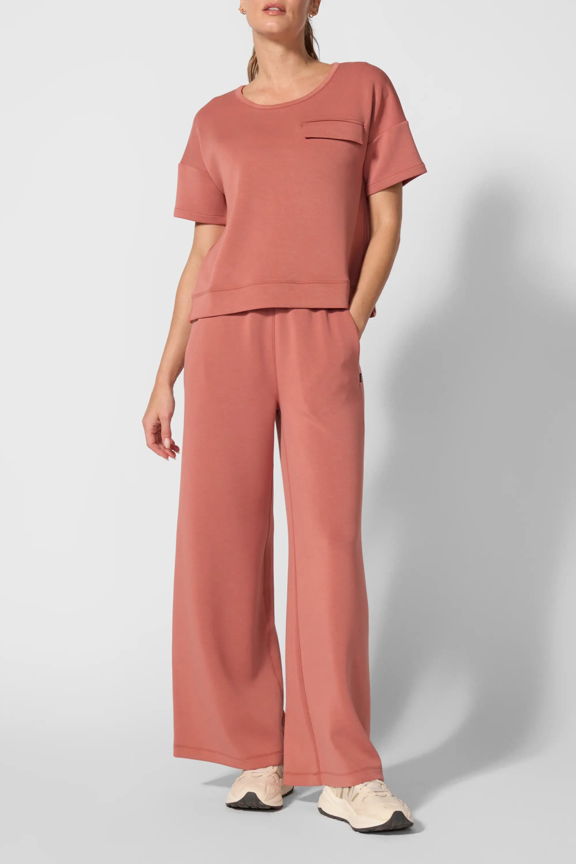 Dreamweave Dropped Shoulder Top - Cedar Wood