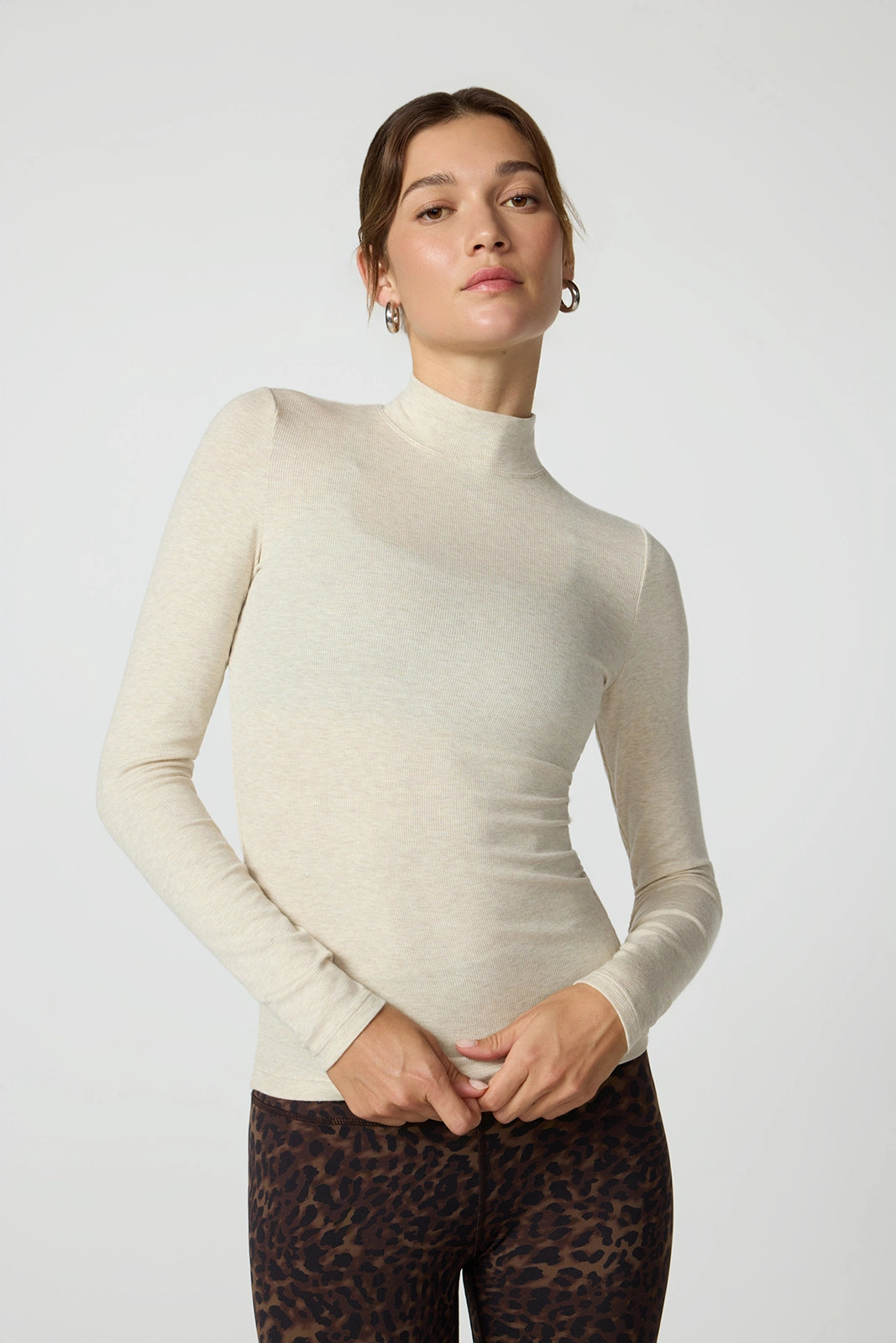'90s Mock Neck - Htr Brown Rice