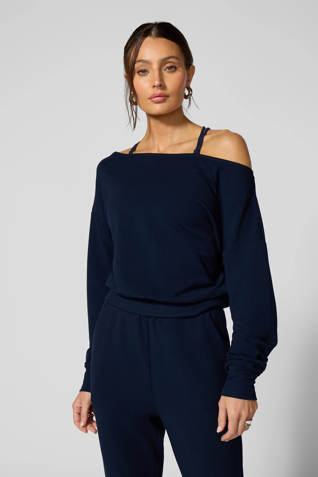 Cozy Fleece Flashdance Sweatshirt - Navy Blazer