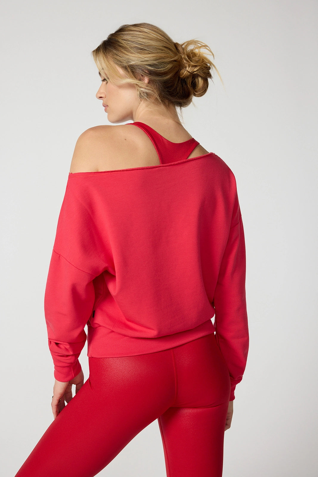 Cozy Fleece Flashdance Sweatshirt - Haute Red