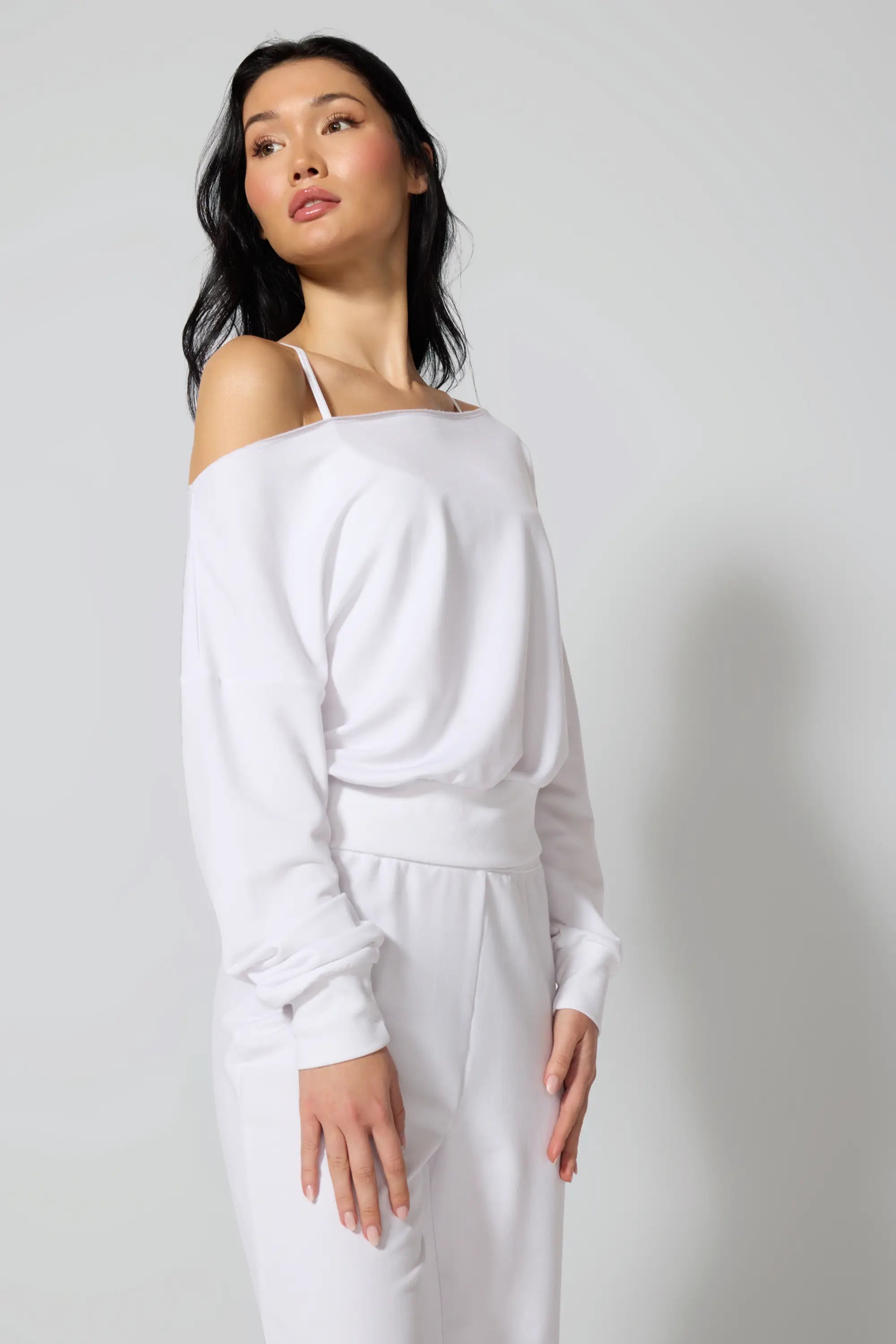 Cozy Fleece Flashdance Sweatshirt - Brilliant White