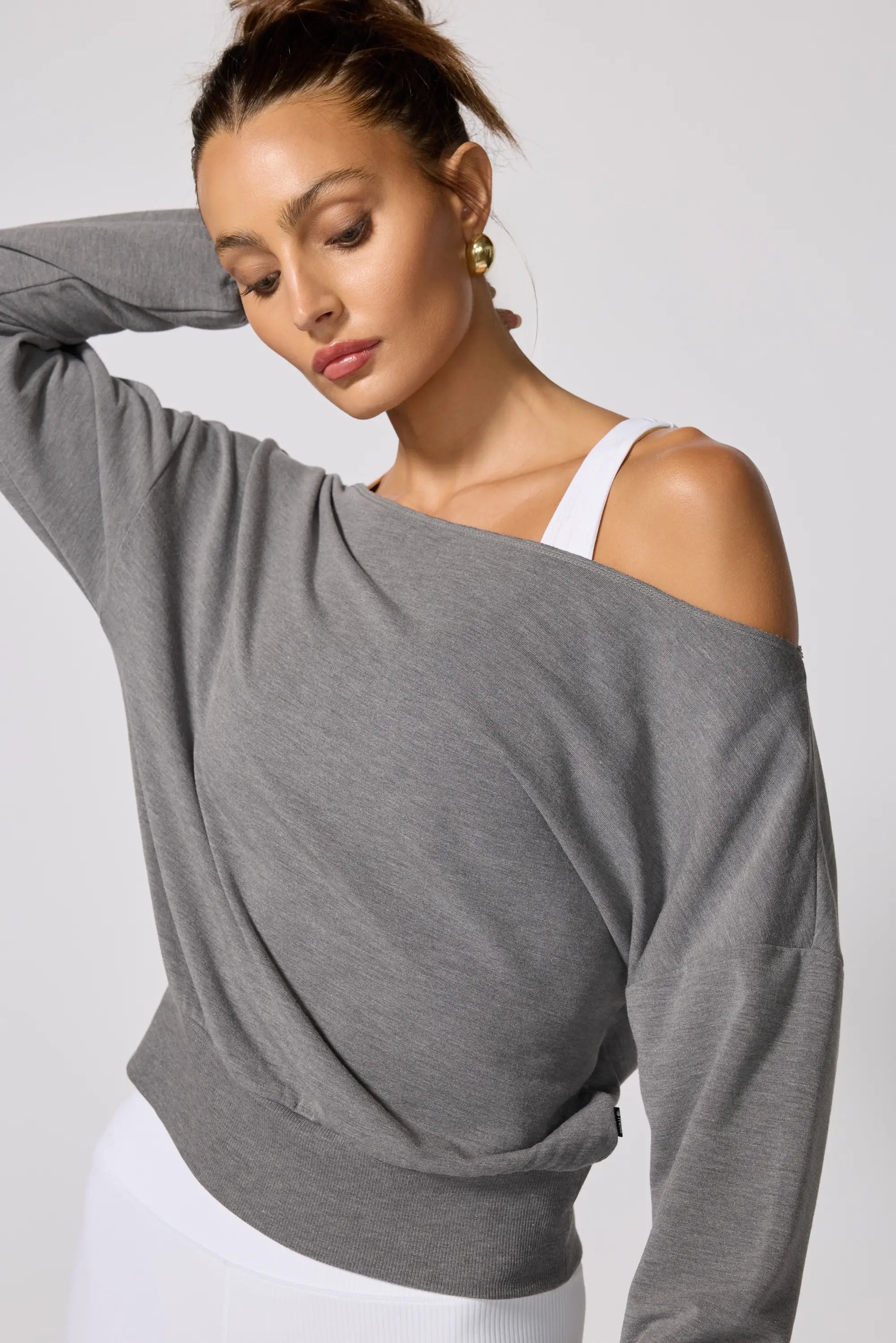 Cozy Fleece Flashdance Sweatshirt - Htr Steel Grey