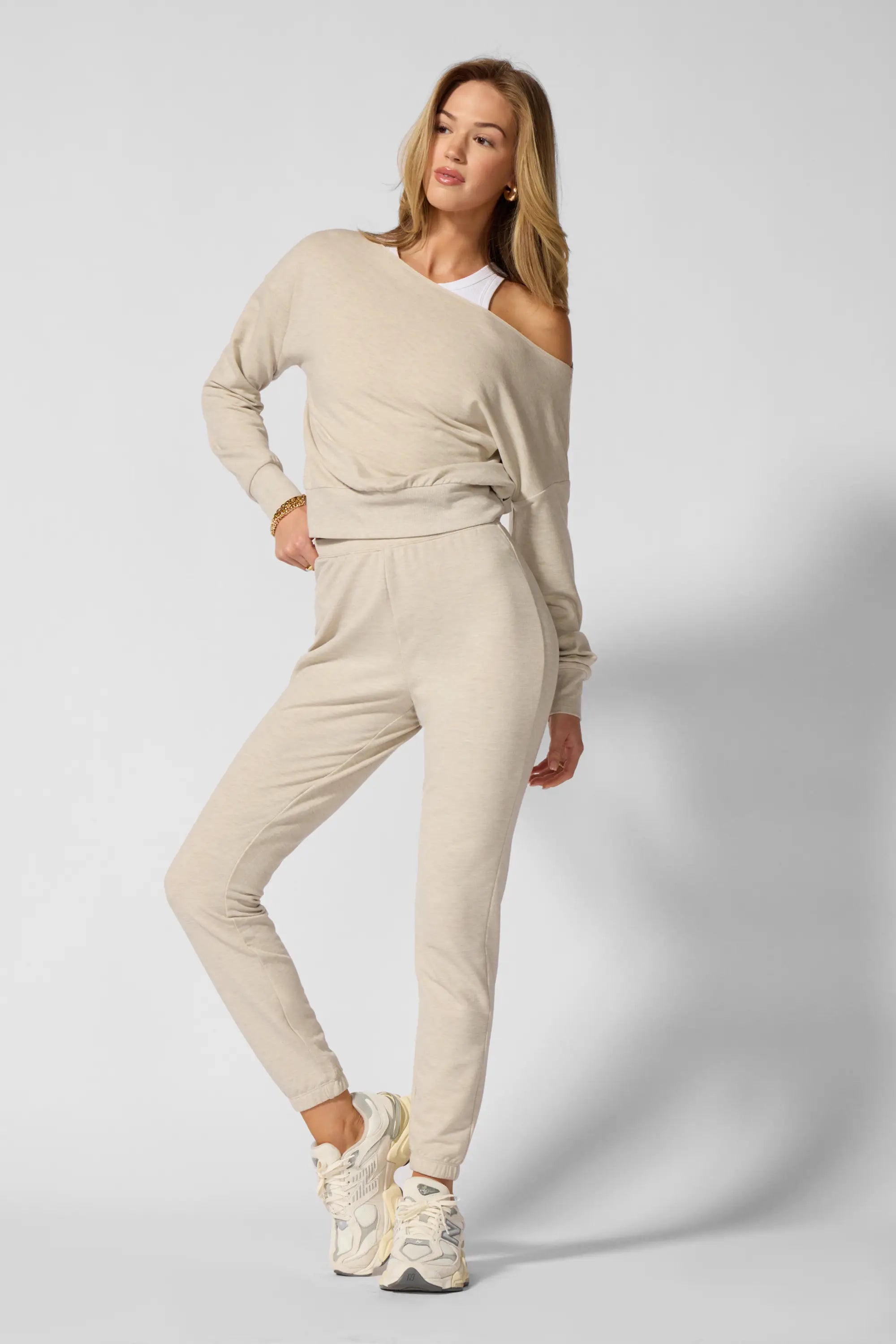 Cozy Fleece Flashdance Sweatshirt - Htr Brown Rice