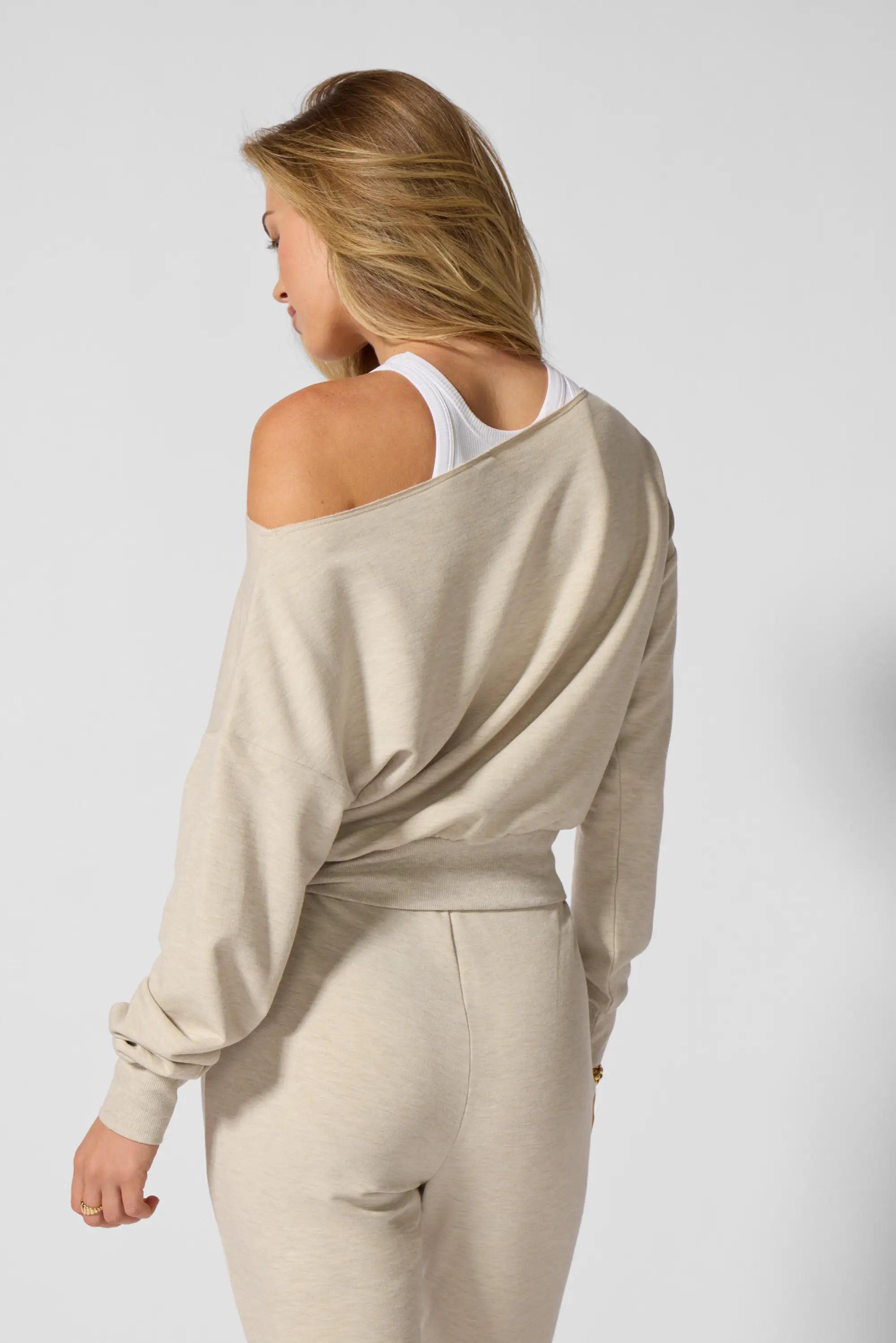 Cozy Fleece Flashdance Sweatshirt - Htr Brown Rice