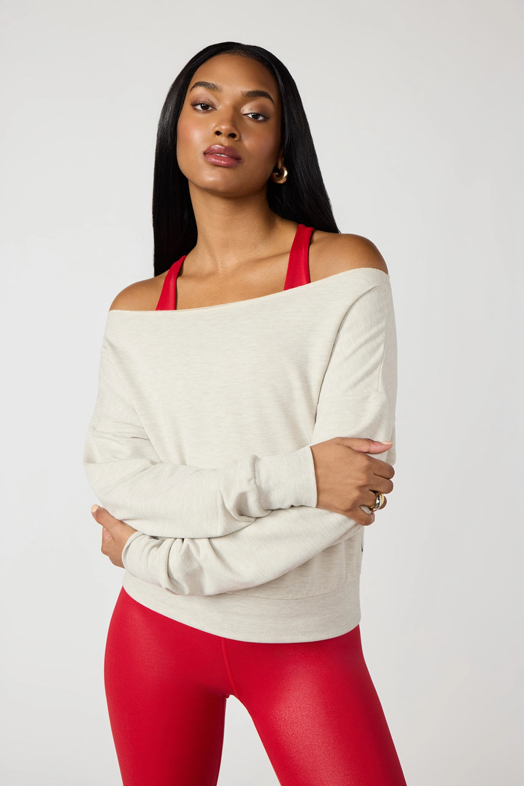 Cozy Fleece Flashdance Sweatshirt - Htr Moonbeam