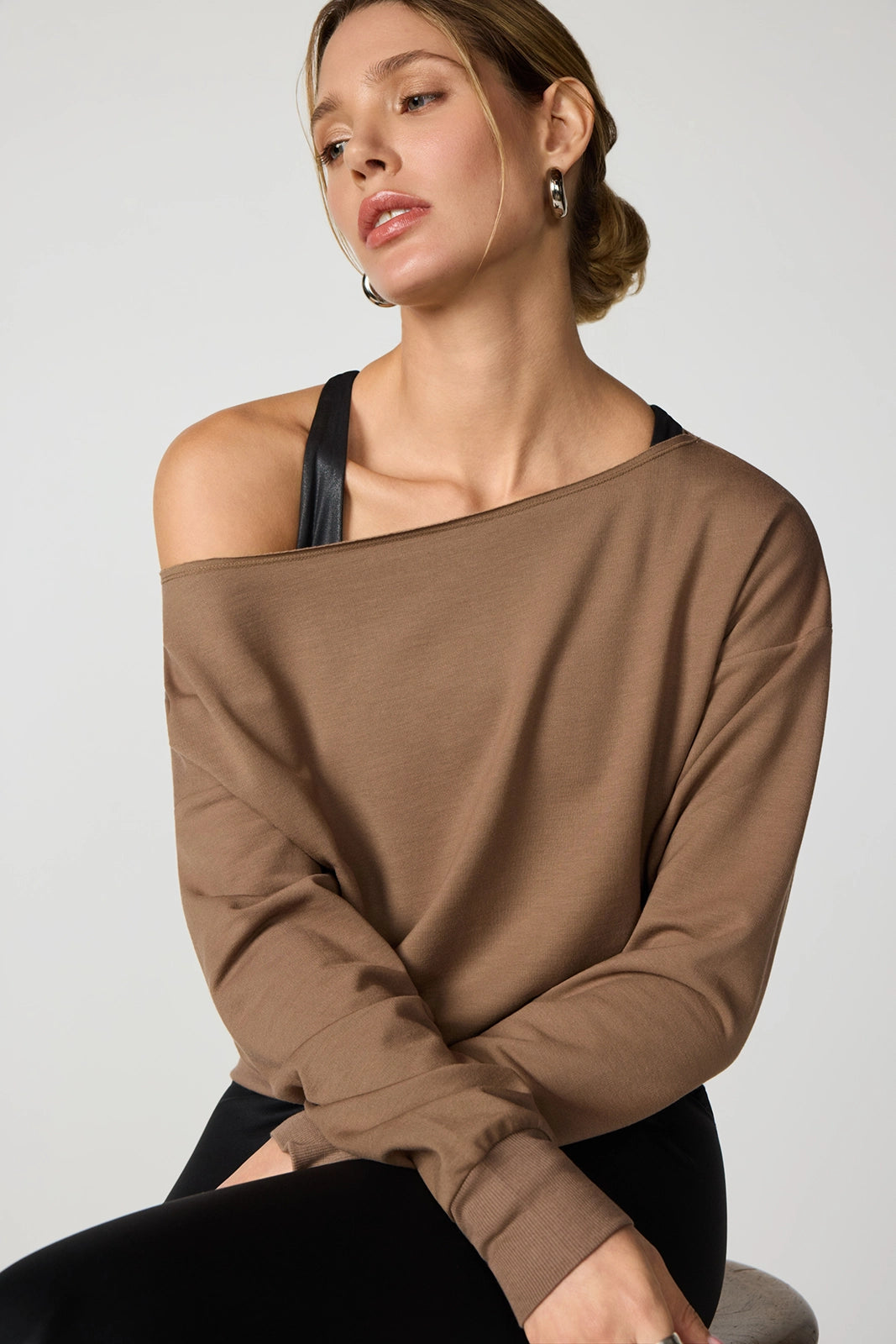 Cozy Fleece Flashdance Sweatshirt - Caribou