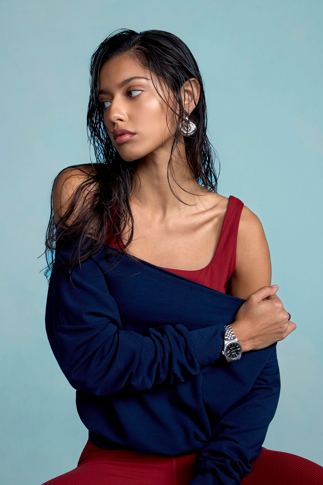 Cozy Fleece Flashdance Sweatshirt - Navy Blazer