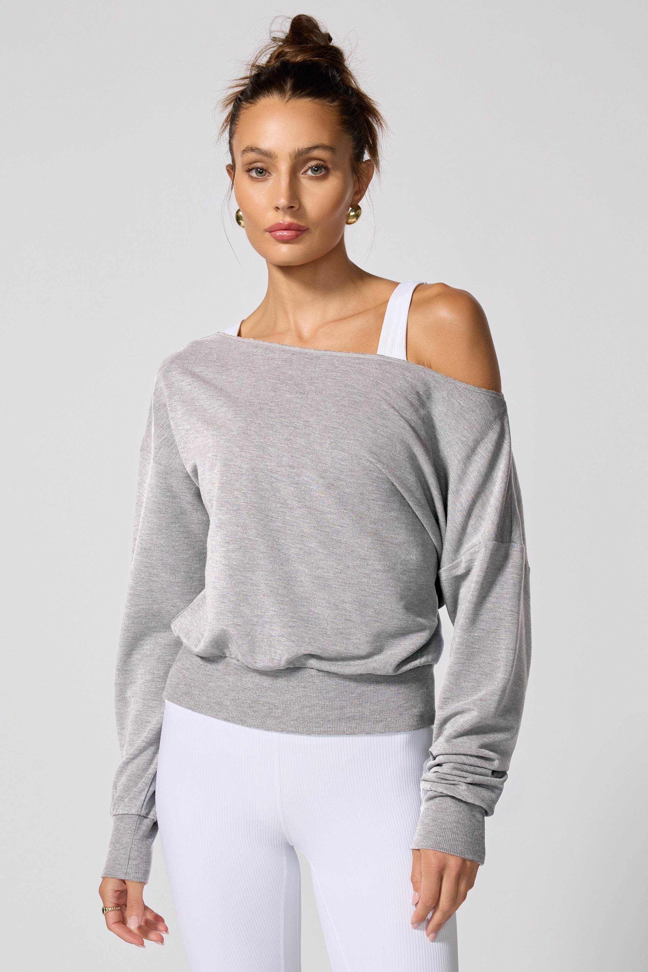 Cozy Fleece Flashdance Sweatshirt - Htr Concrete