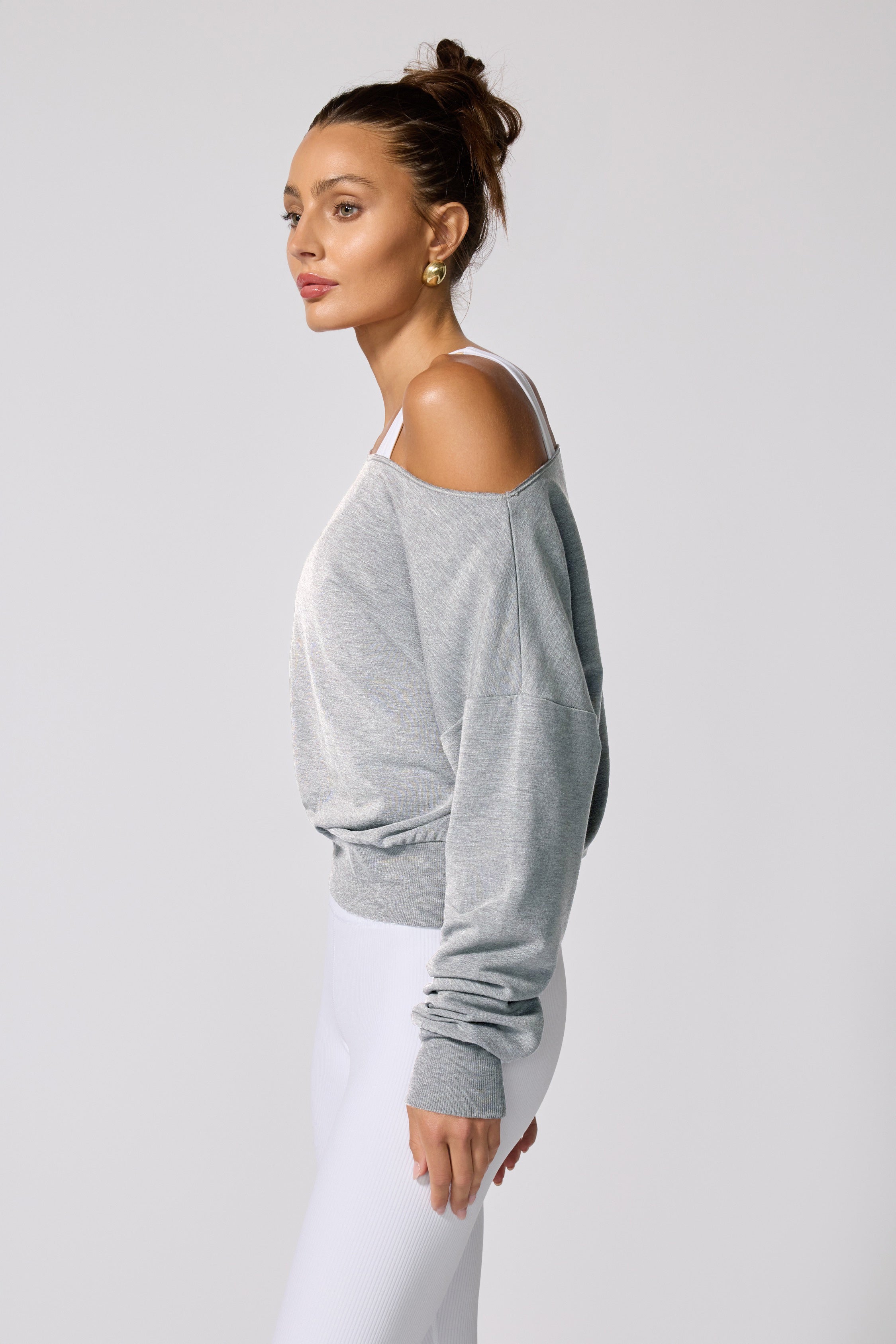 Cozy Fleece Flashdance Sweatshirt - Htr Concrete