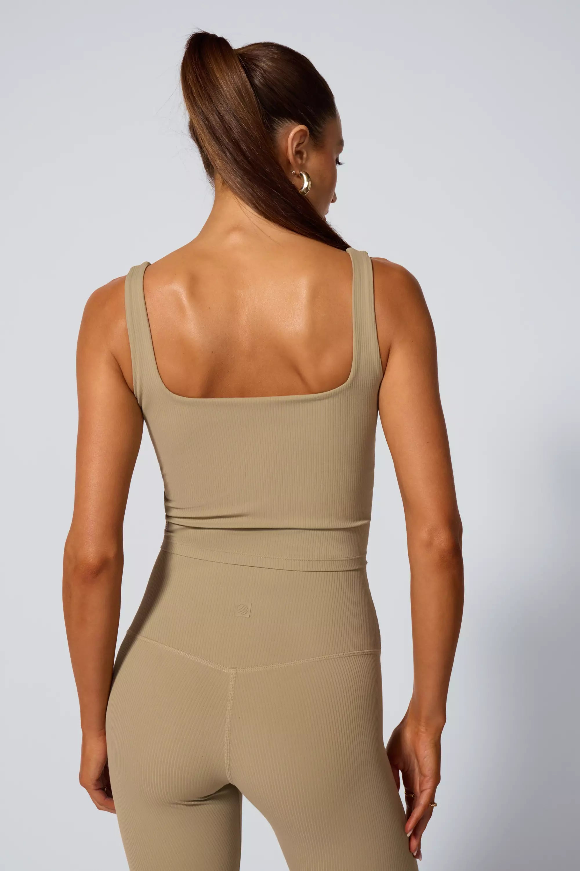 Ribbed Crop Tank with Support - Silver Sage