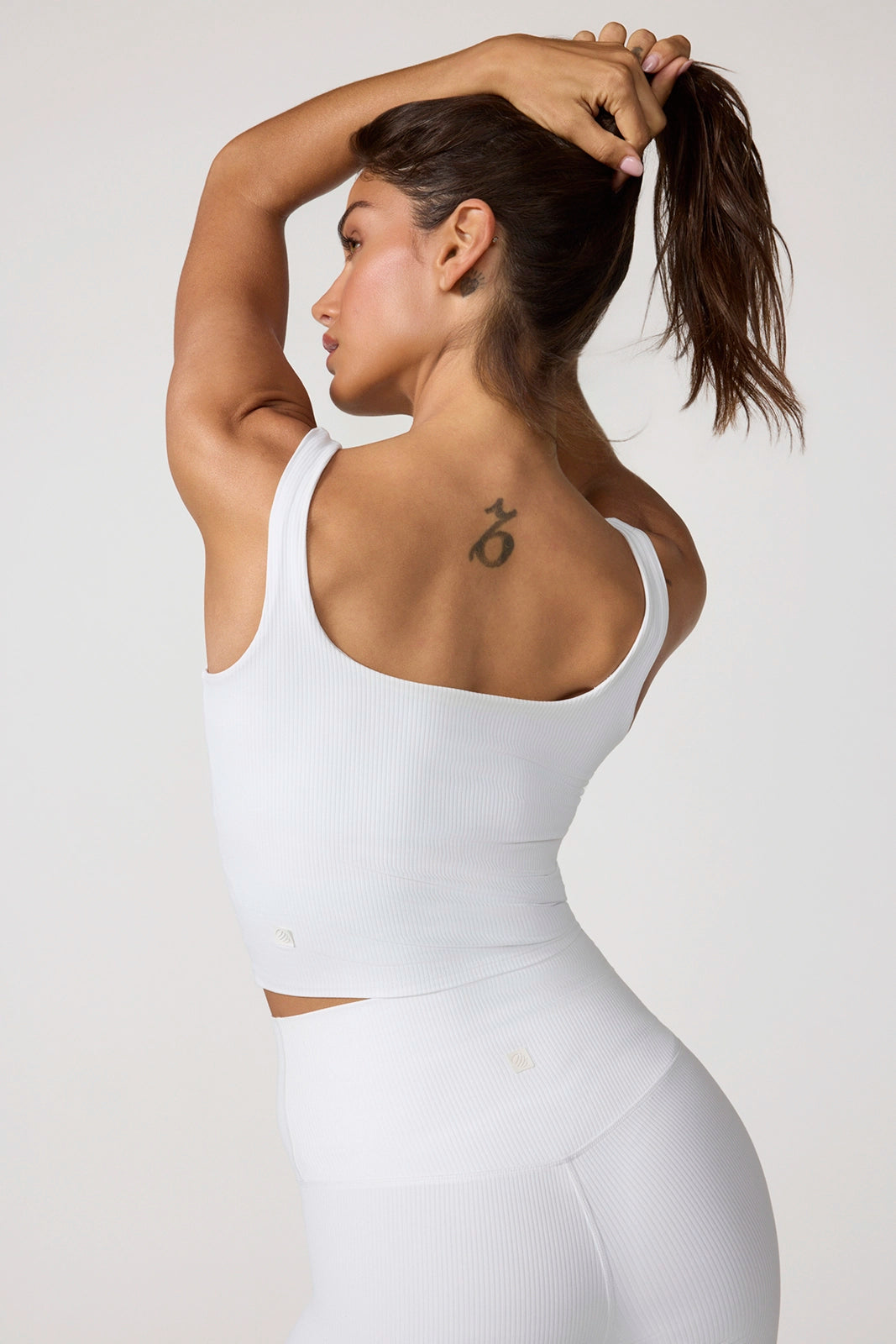 Ribbed Crop Tank with Support - Brilliant White