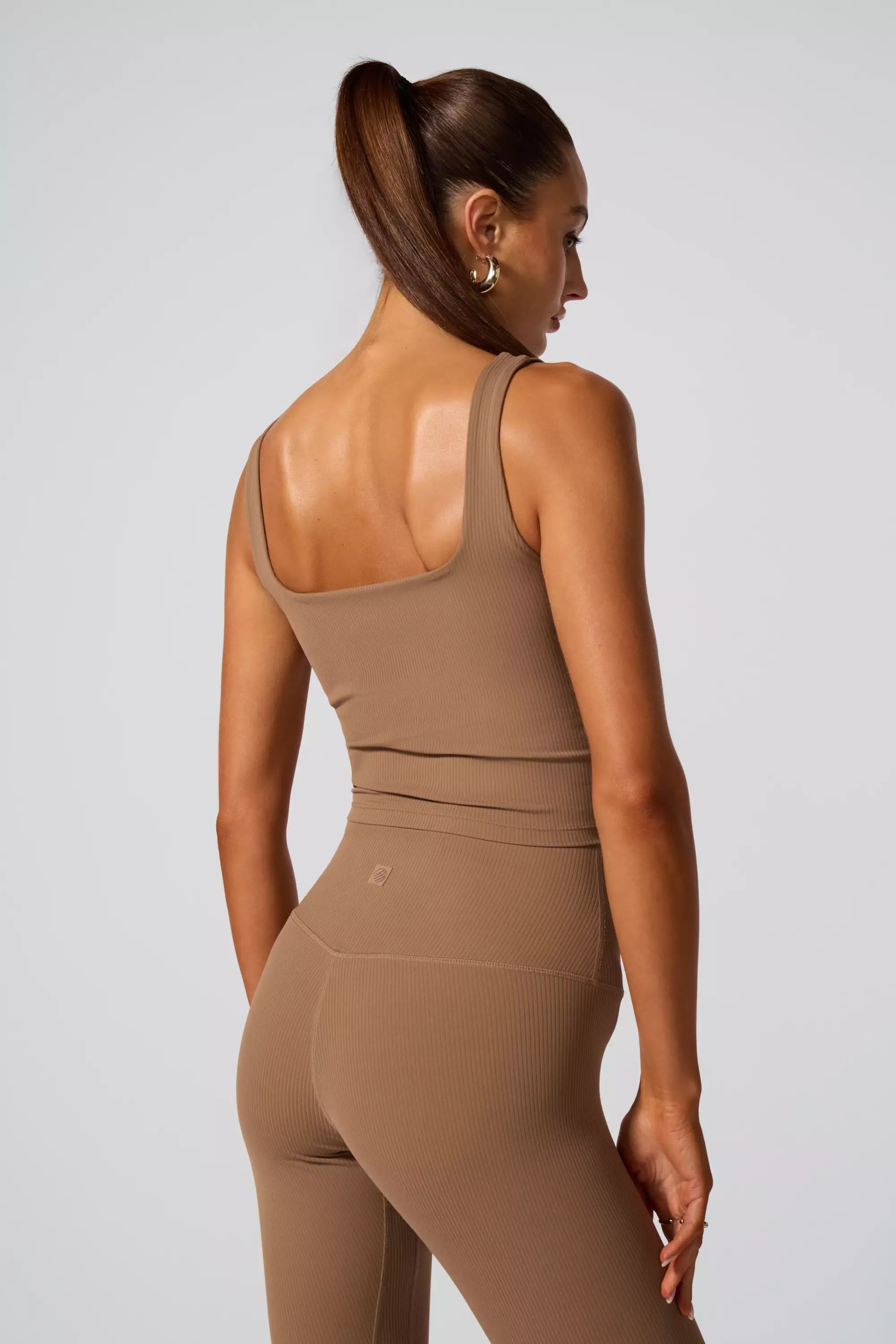 Ribbed Crop Tank with Support - Caribou