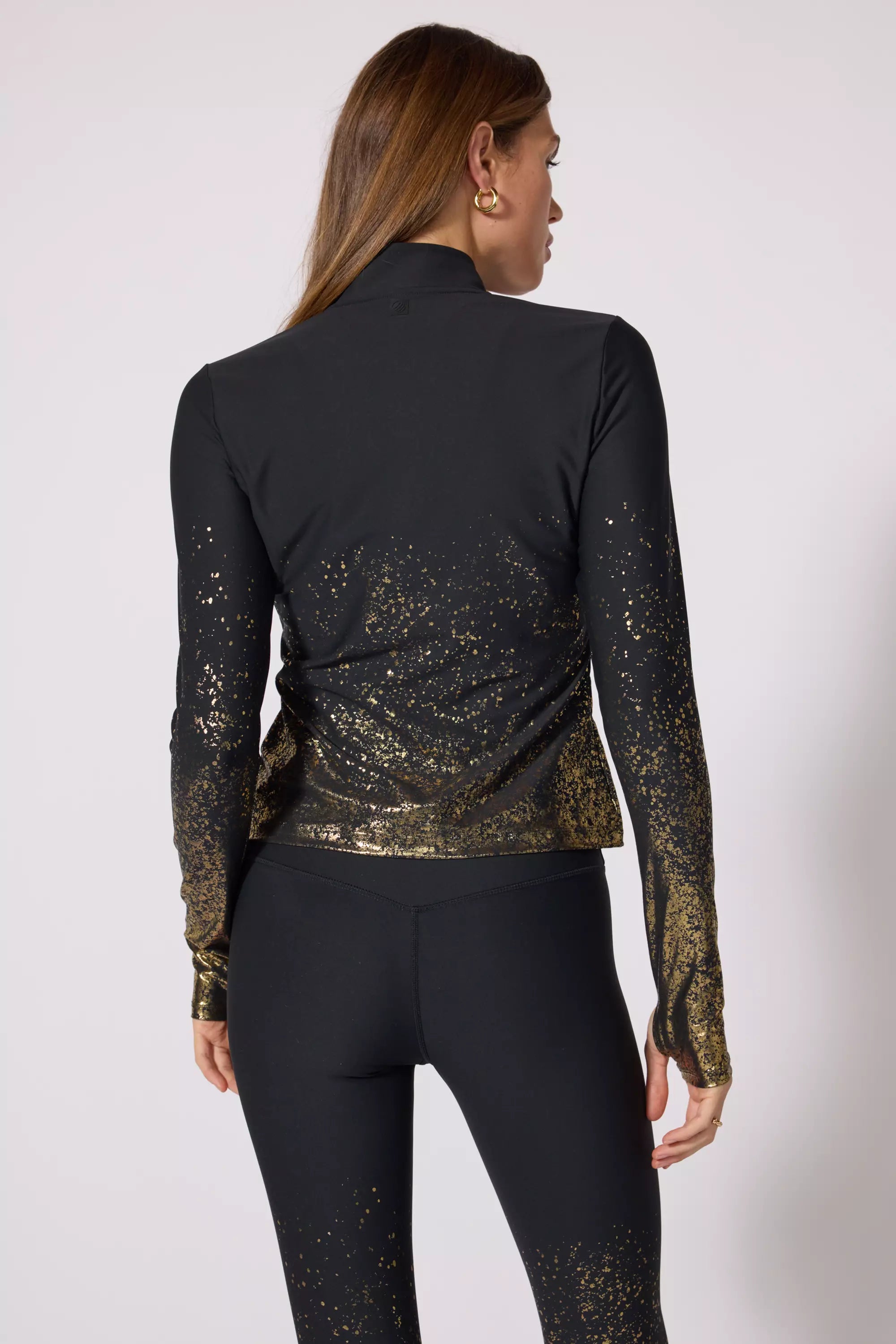 Foil-Print 1/4 Zip - Jet Black
