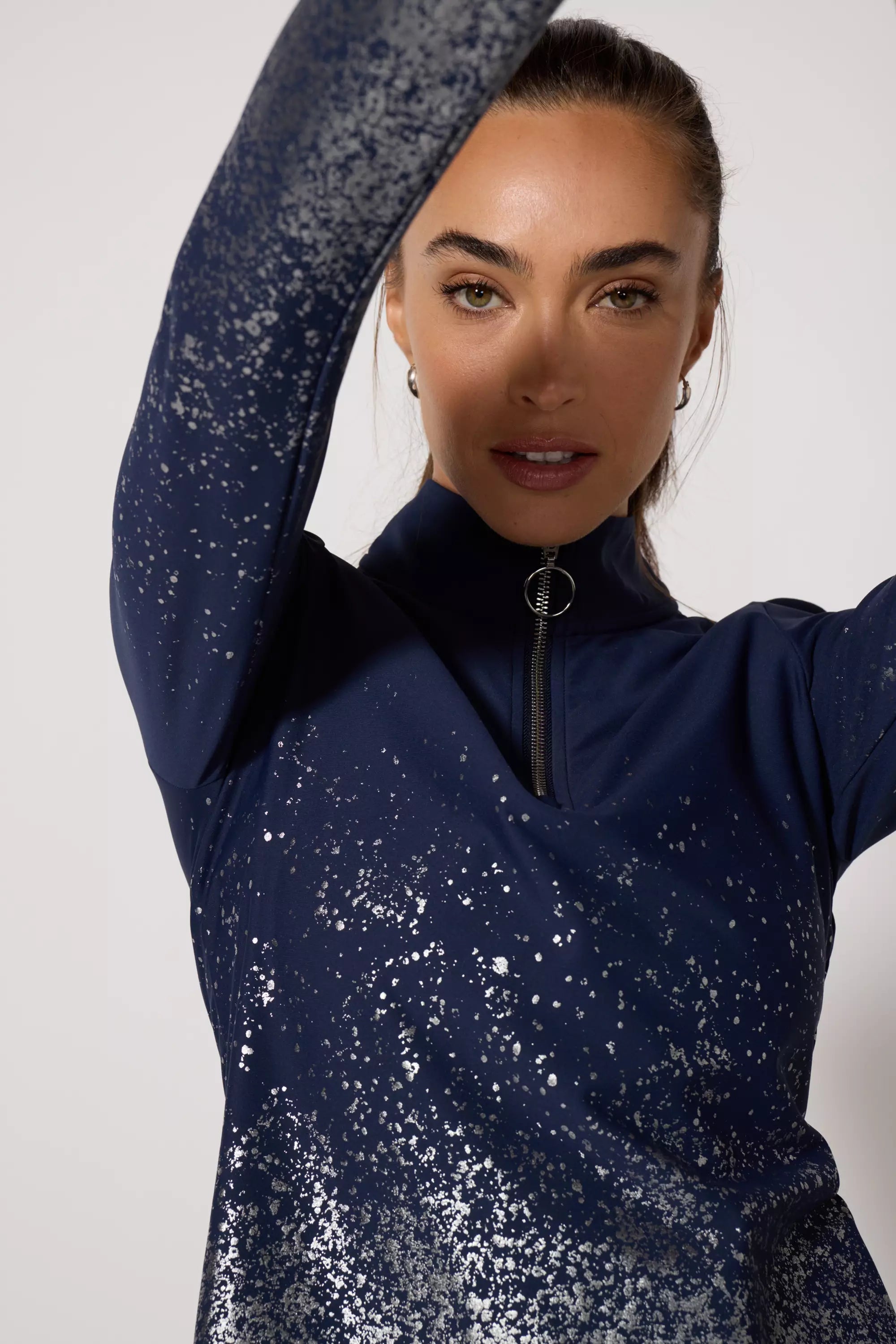 Foil-Print 1/4 Zip - Deep Navy