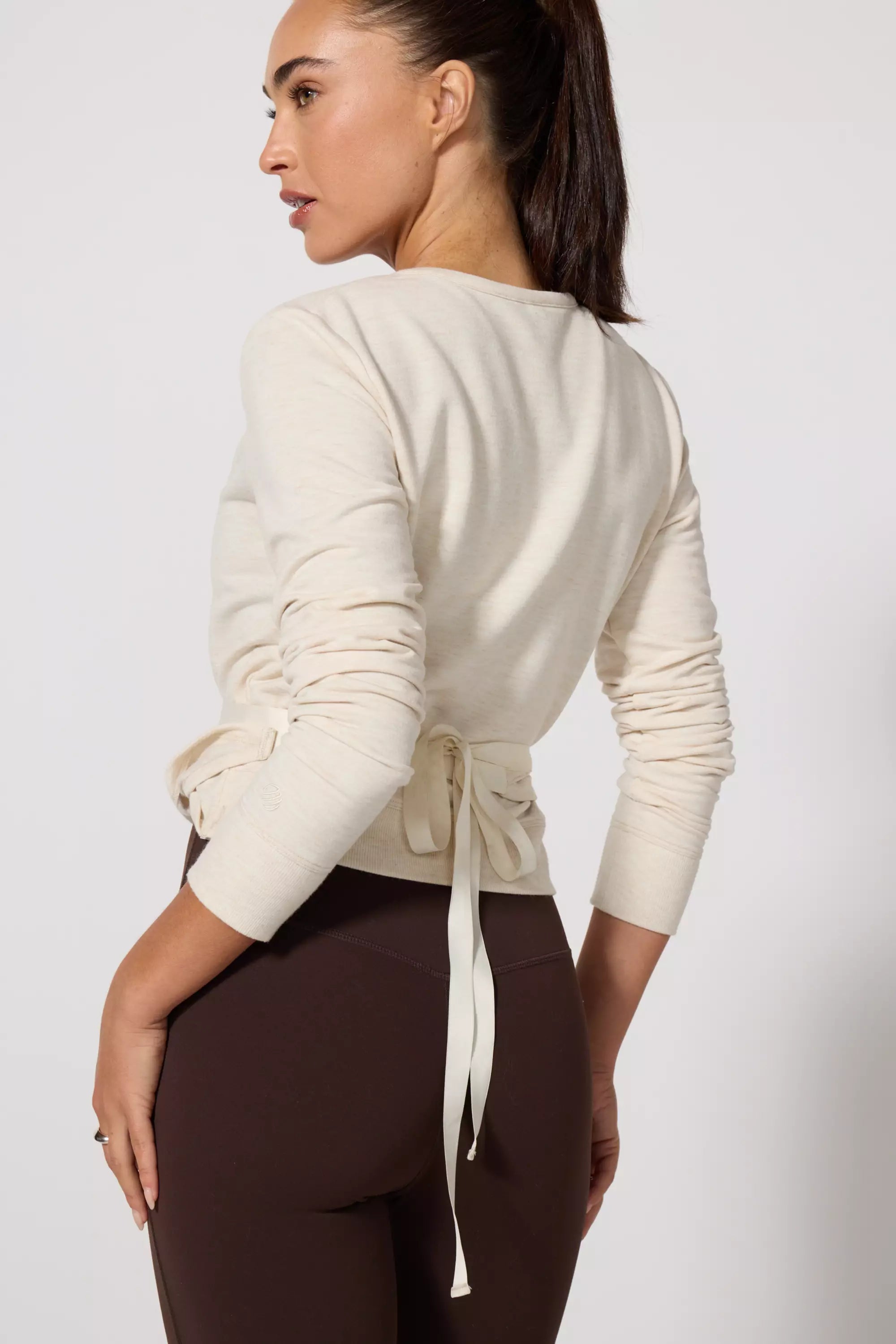 Cozy Fleece Ballet Wrap Sweatshirt - Htr Birch