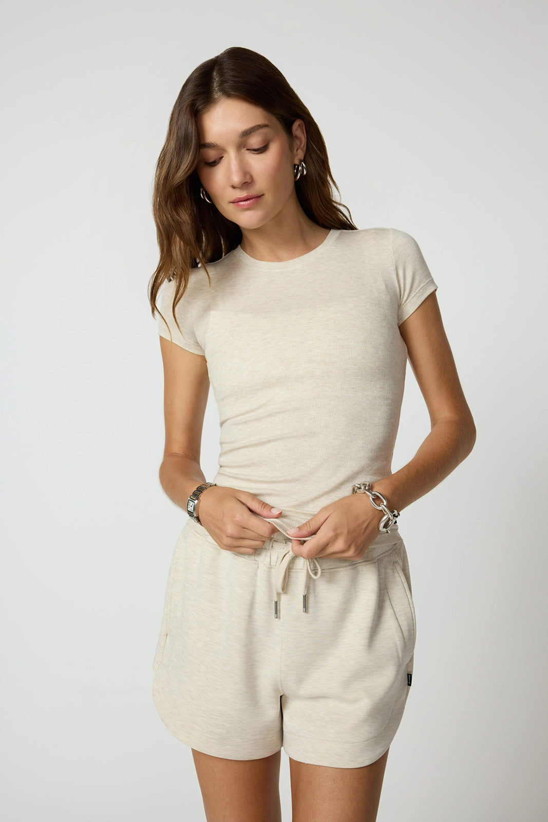 Baby Rib Tee - Htr Brown Rice