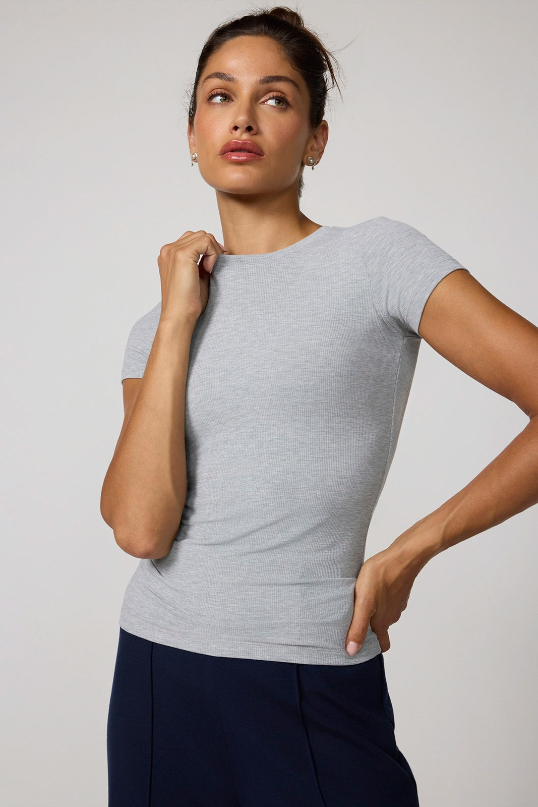 Baby Rib Tee - Htr Concrete