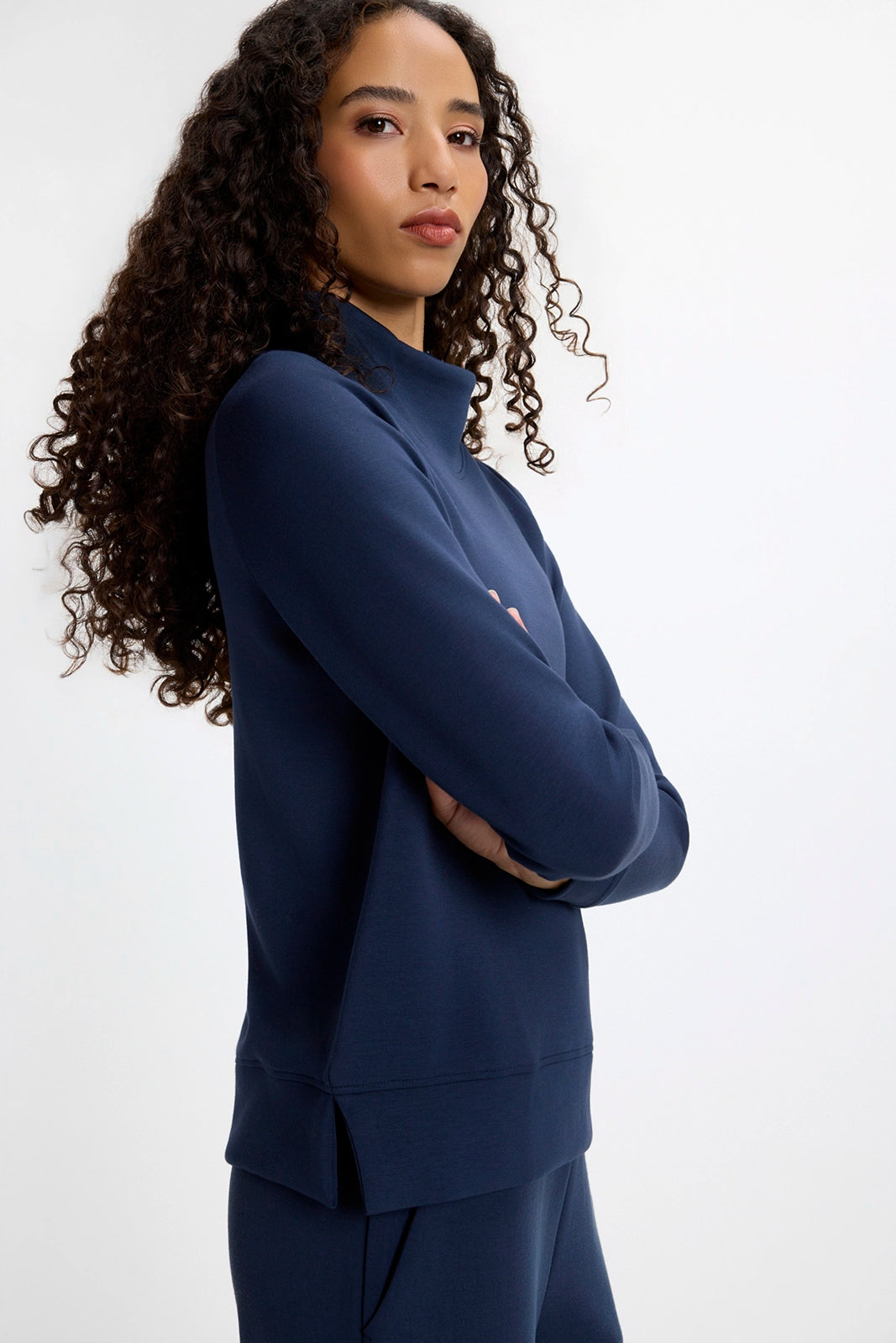 Dreamweave™ Mock Neck Sweatshirt - Navy Blazer