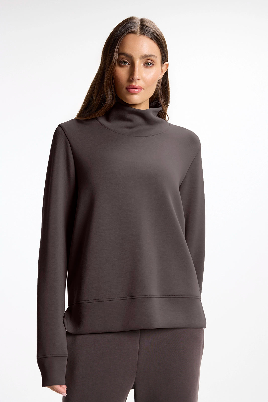 Dreamweave™ Mock Neck Sweatshirt - Java