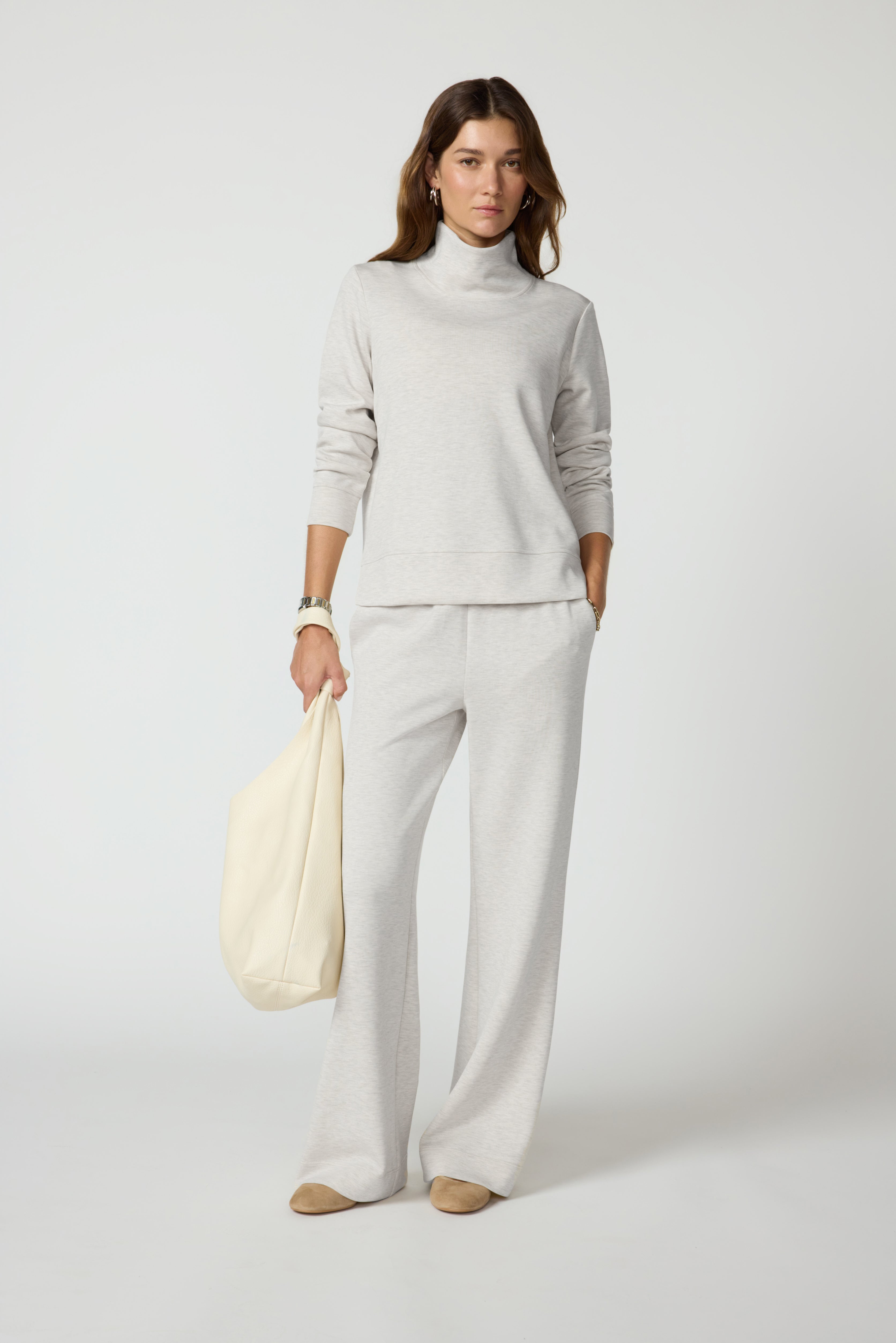 Dreamweave Mock Neck Sweatshirt - Htr Moonbeam
