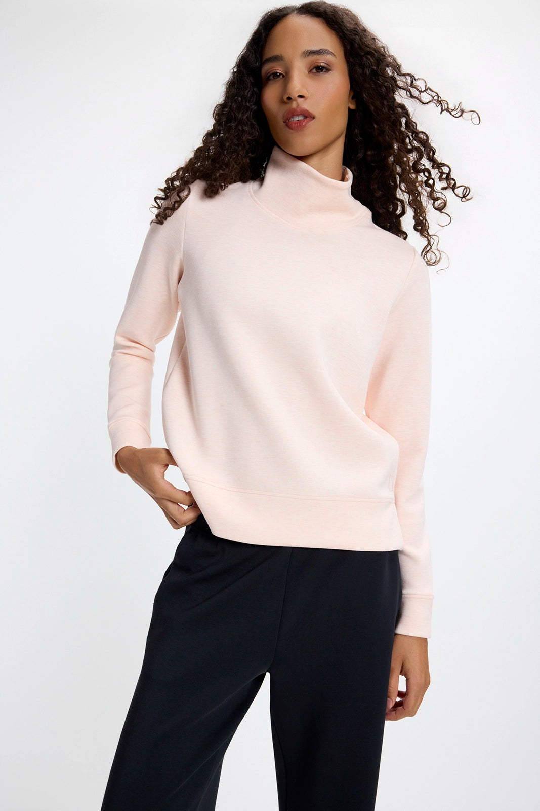 Dreamweave™ Mock Neck Sweatshirt - Htr Pearl Blush