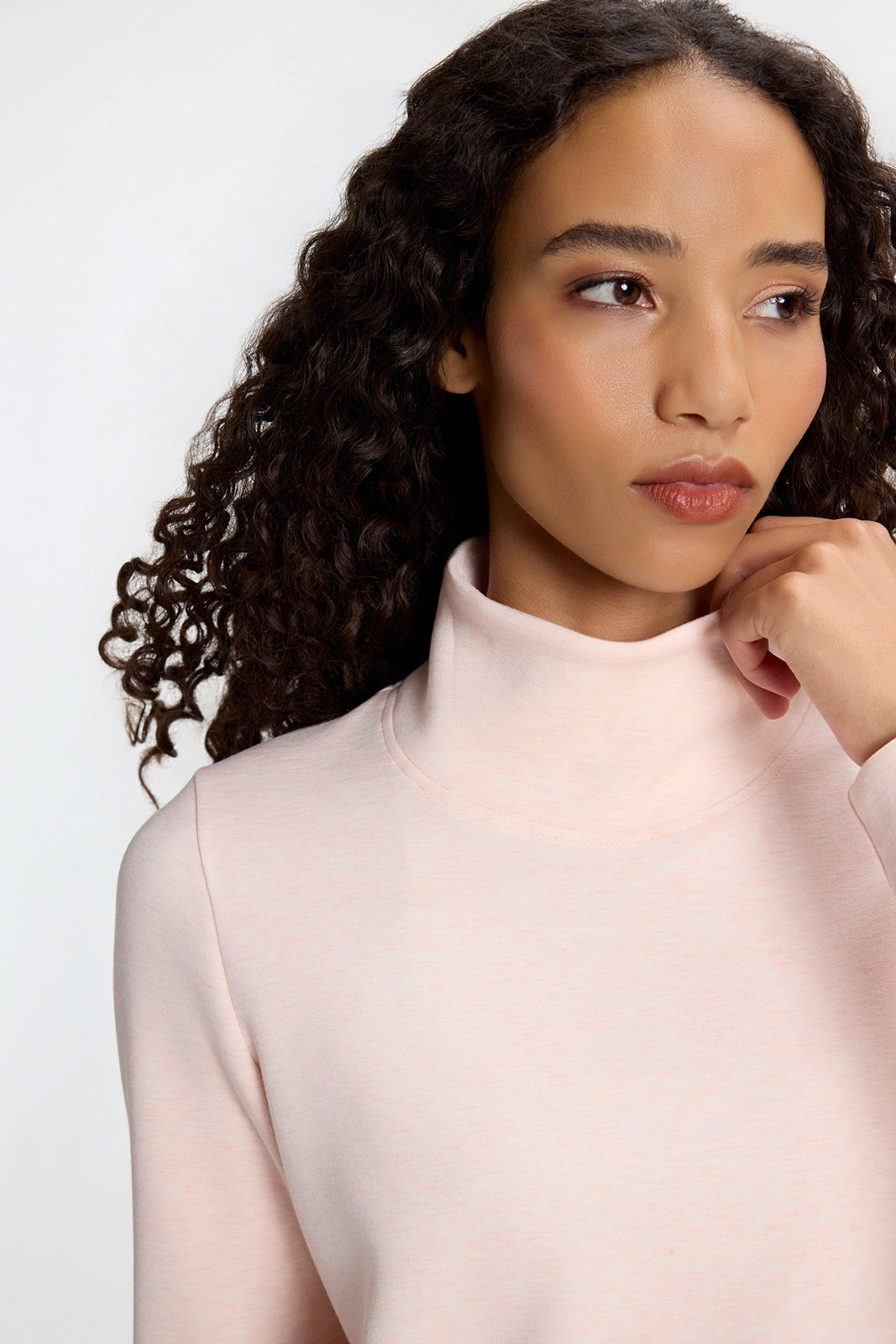 Dreamweave™ Mock Neck Sweatshirt - Htr Pearl Blush