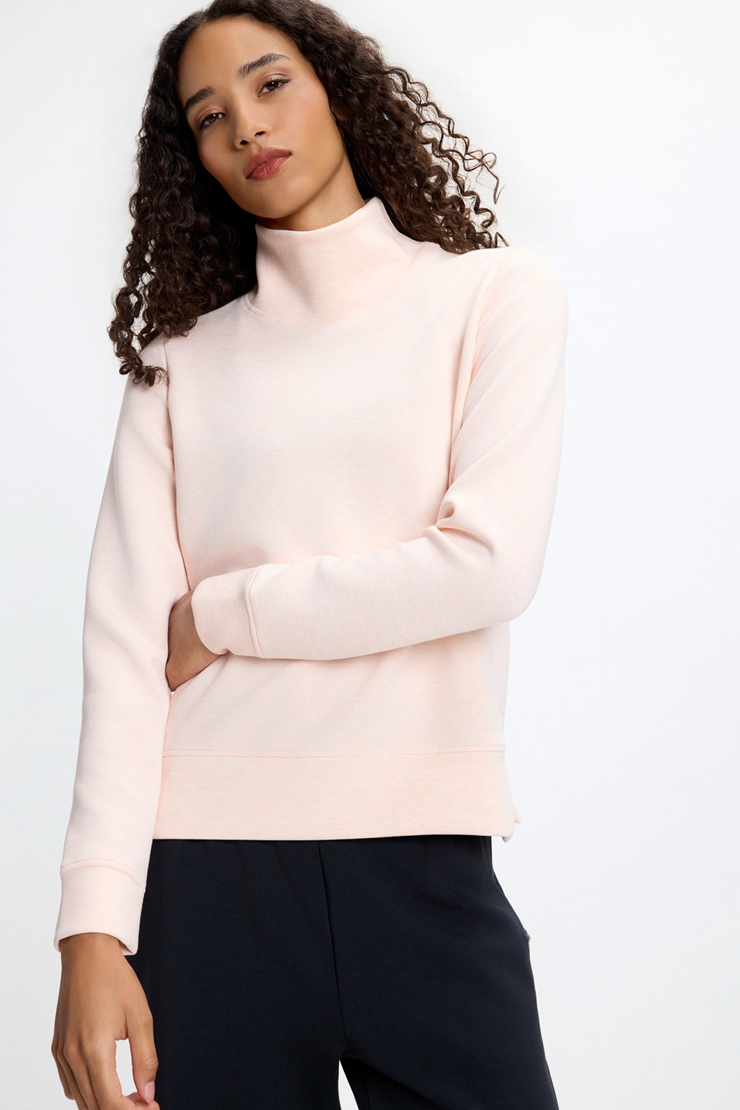 Dreamweave™ Mock Neck Sweatshirt - Htr Pearl Blush