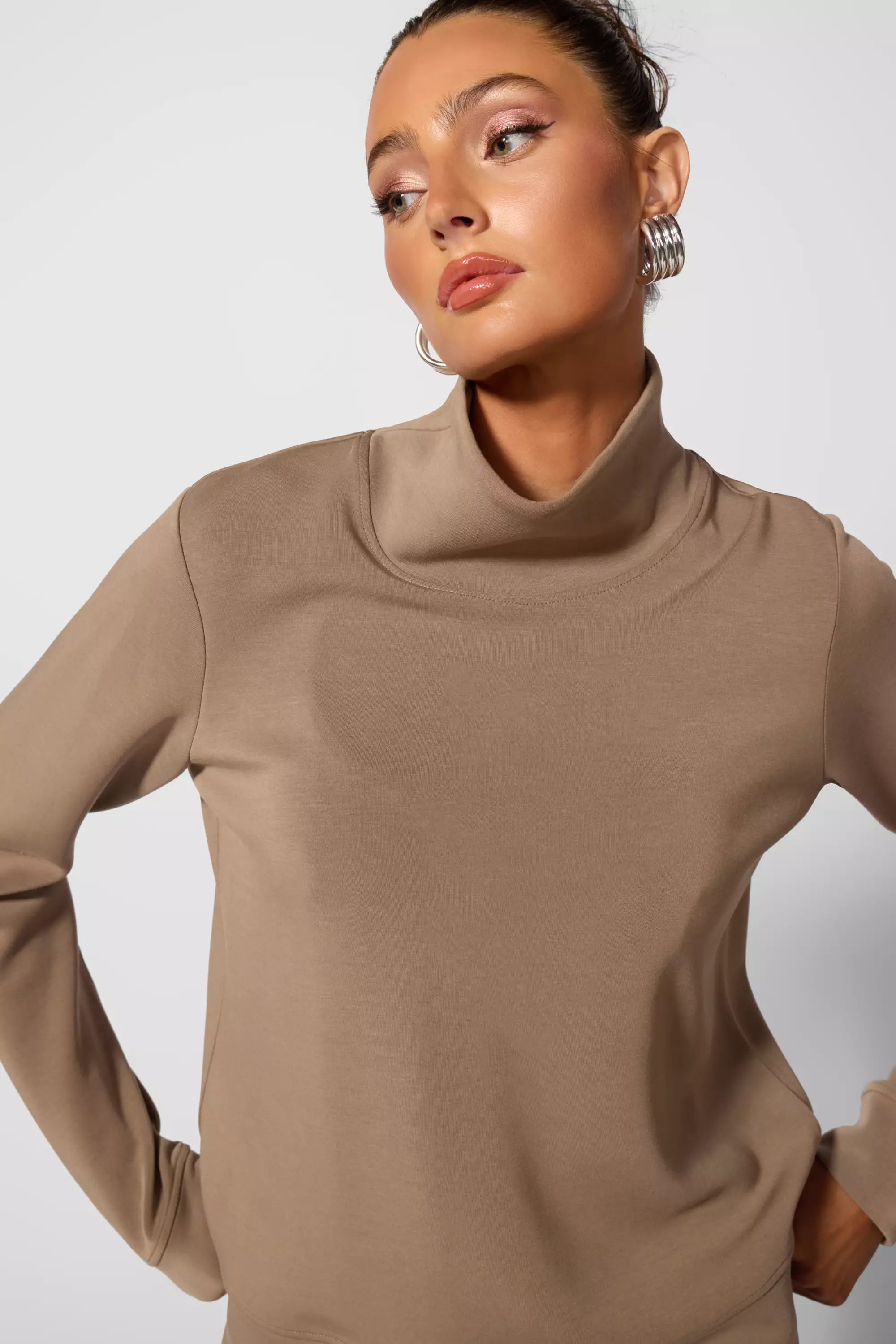 Dreamweave Mock Neck Sweatshirt - Caribou