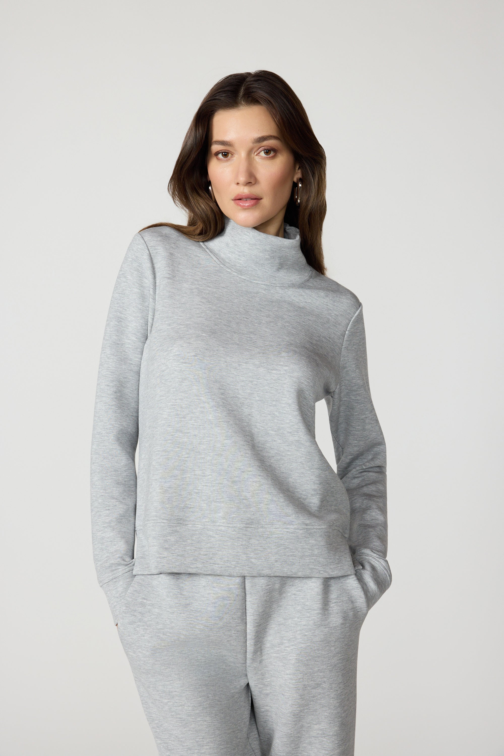 Dreamweave Mock Neck Sweatshirt - Htr Concrete