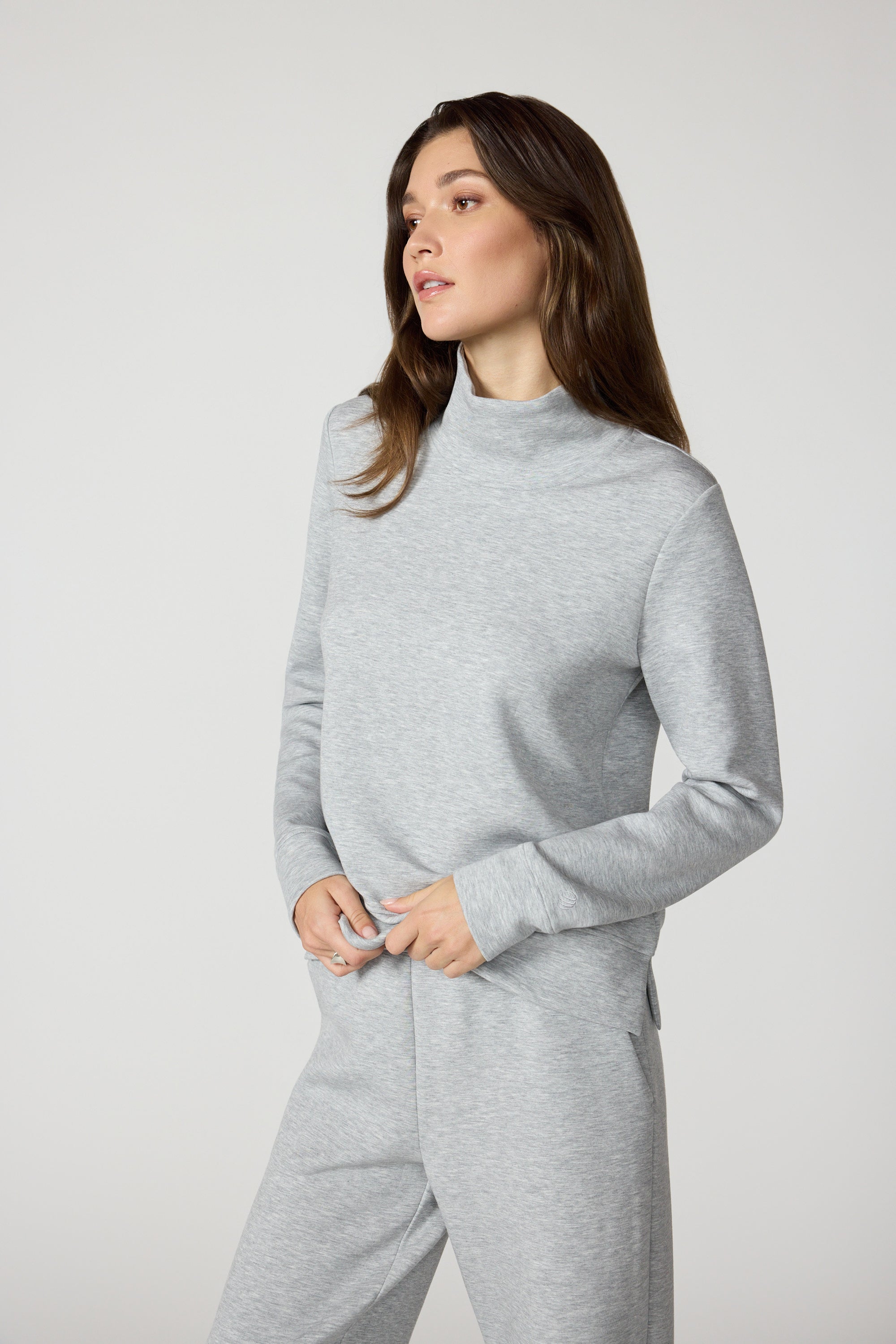 Dreamweave Mock Neck Sweatshirt - Htr Concrete