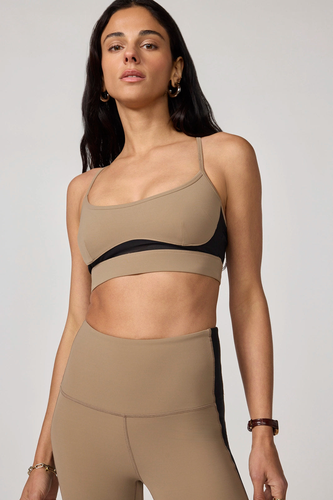 Sculpt Cross Back Bra - Caribou/Black