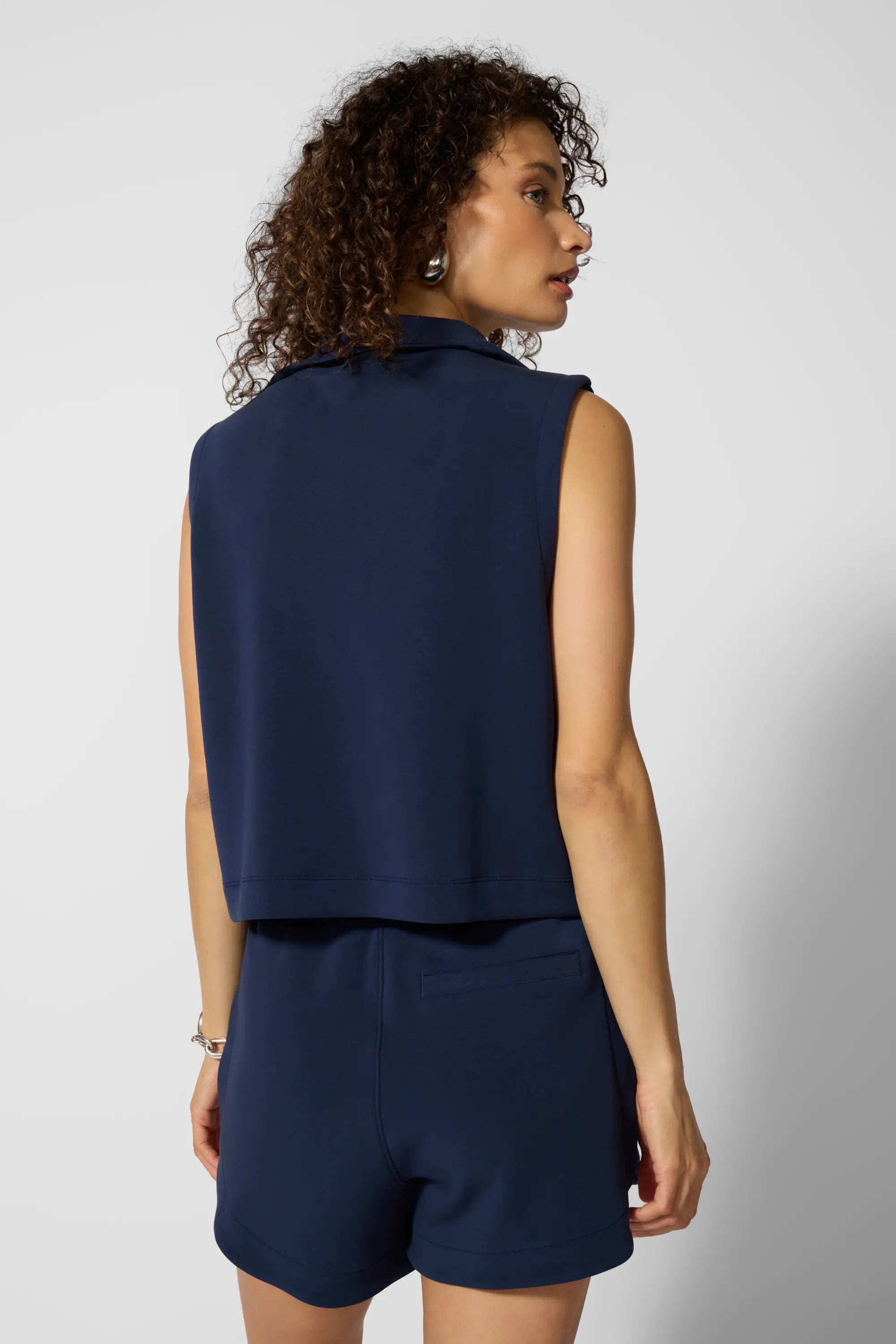 Dreamweave Half Zip Mock Neck Tank - Navy Blazer