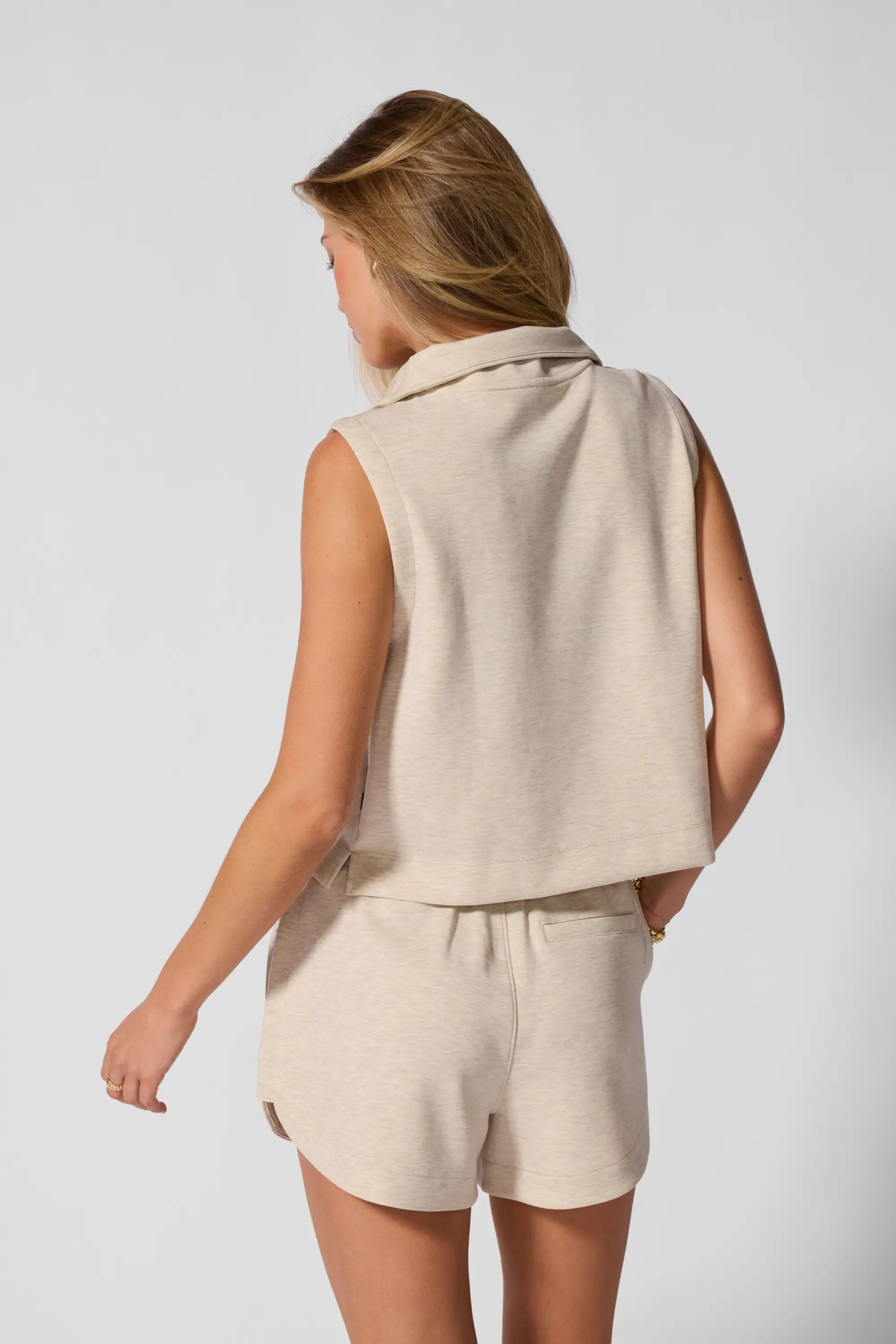 Dreamweave Half Zip Mock Neck Tank - Htr Birch