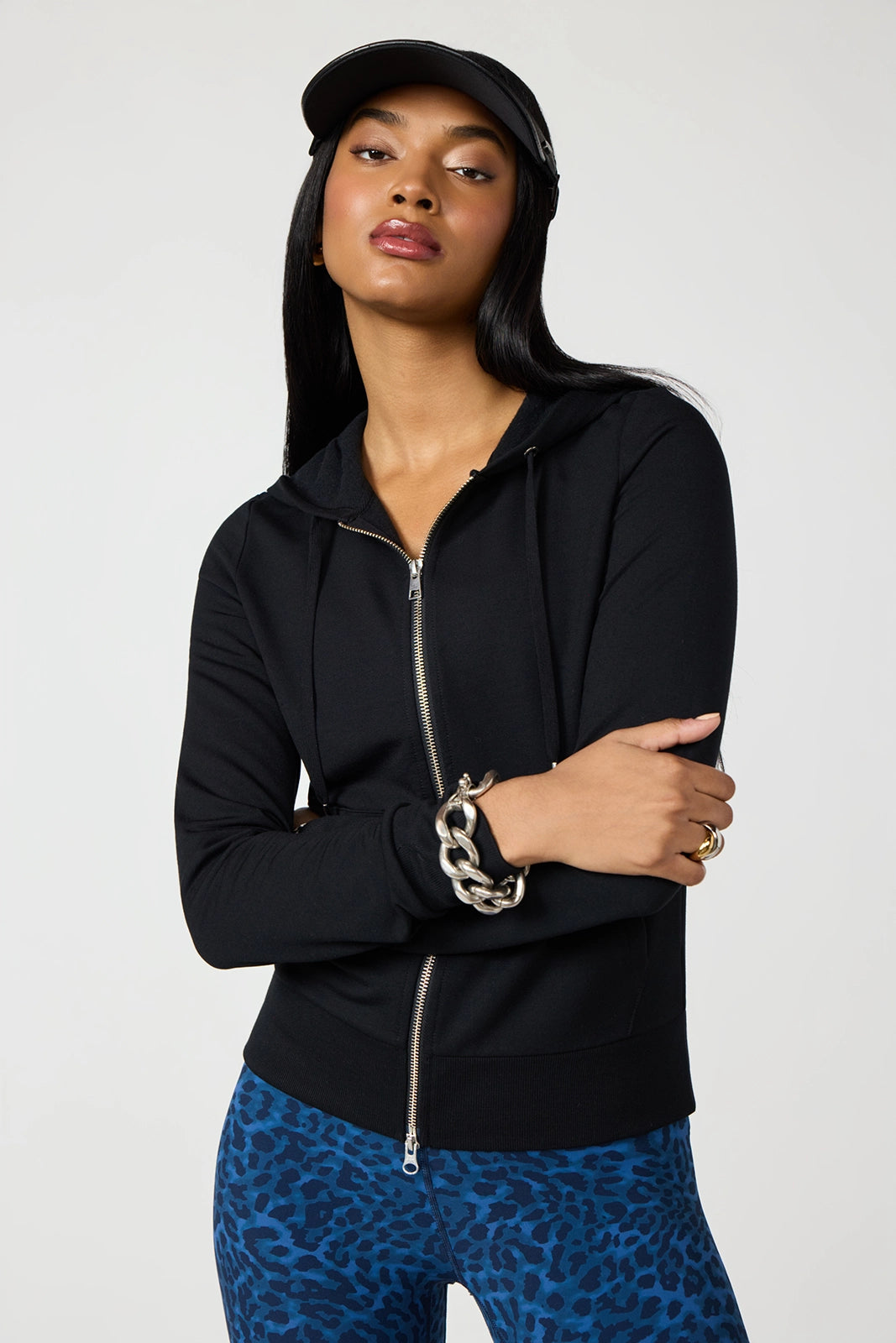 Cozy Fleece Full Zip Slim Hoodie - Black