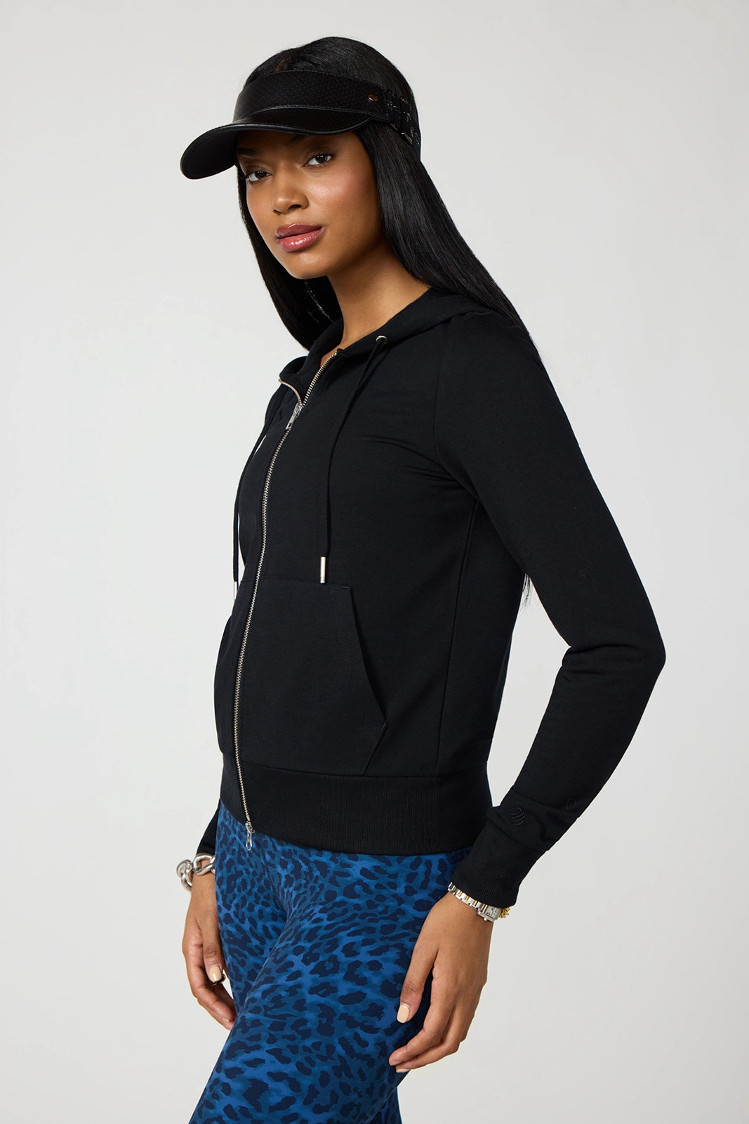 Cozy Fleece Full Zip Slim Hoodie - Black