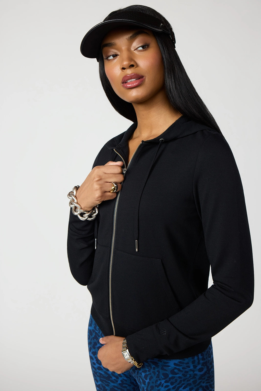 Cozy Fleece Full Zip Slim Hoodie - Black