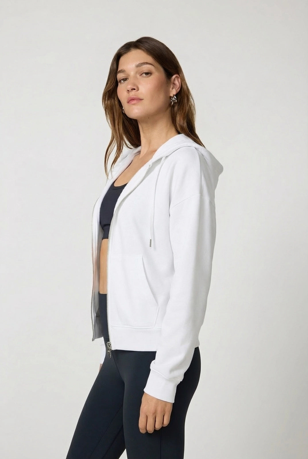 Cozy Fleece Full Zip Hoodie - Brilliant White