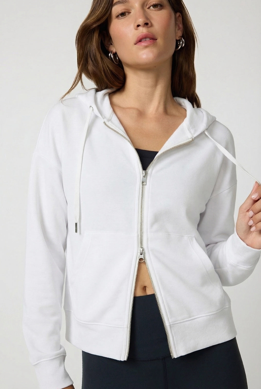 Cozy Fleece Full Zip Hoodie - Brilliant White